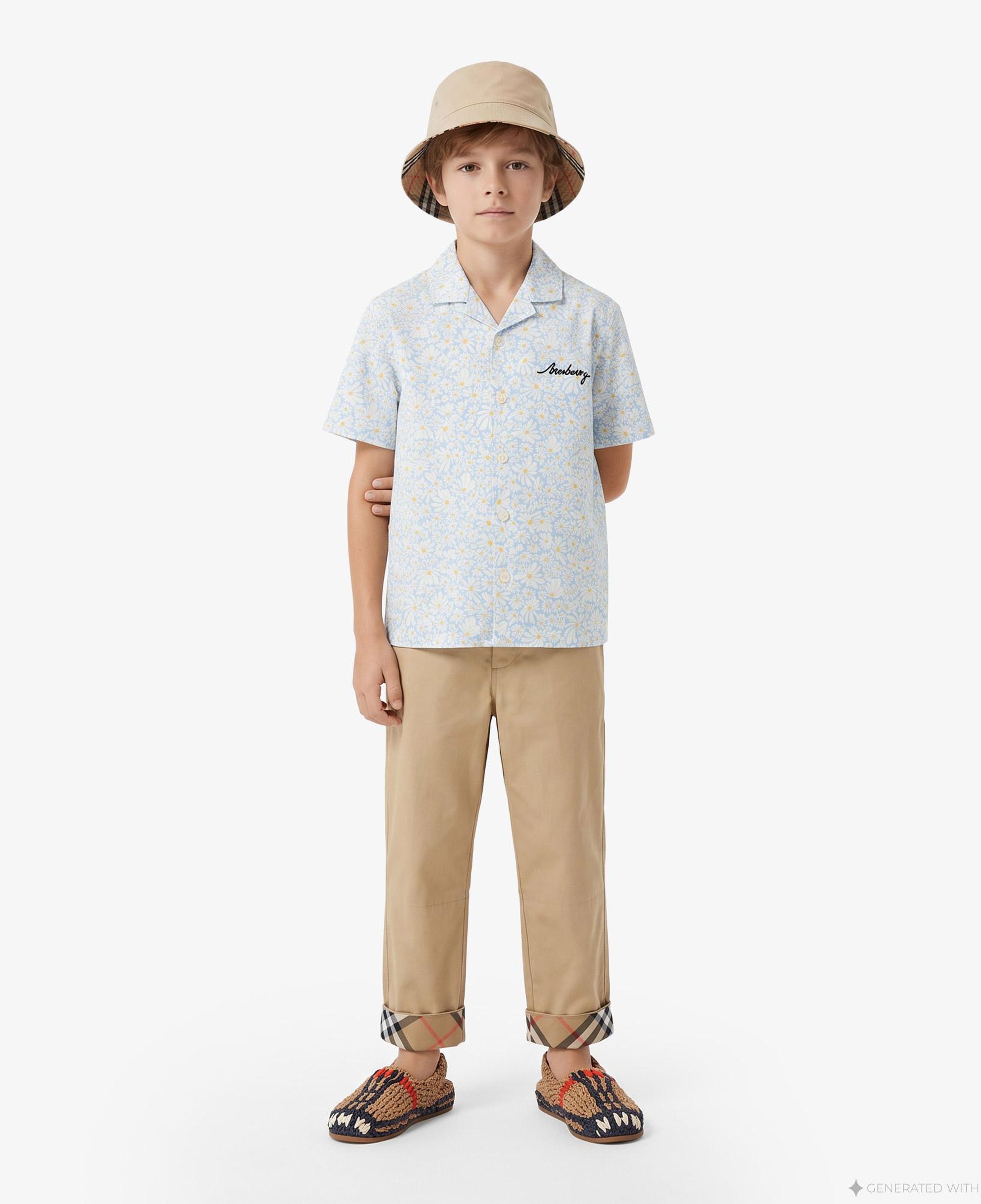 Burberry Xanadu Floral Çocuk Mavi Gömlek