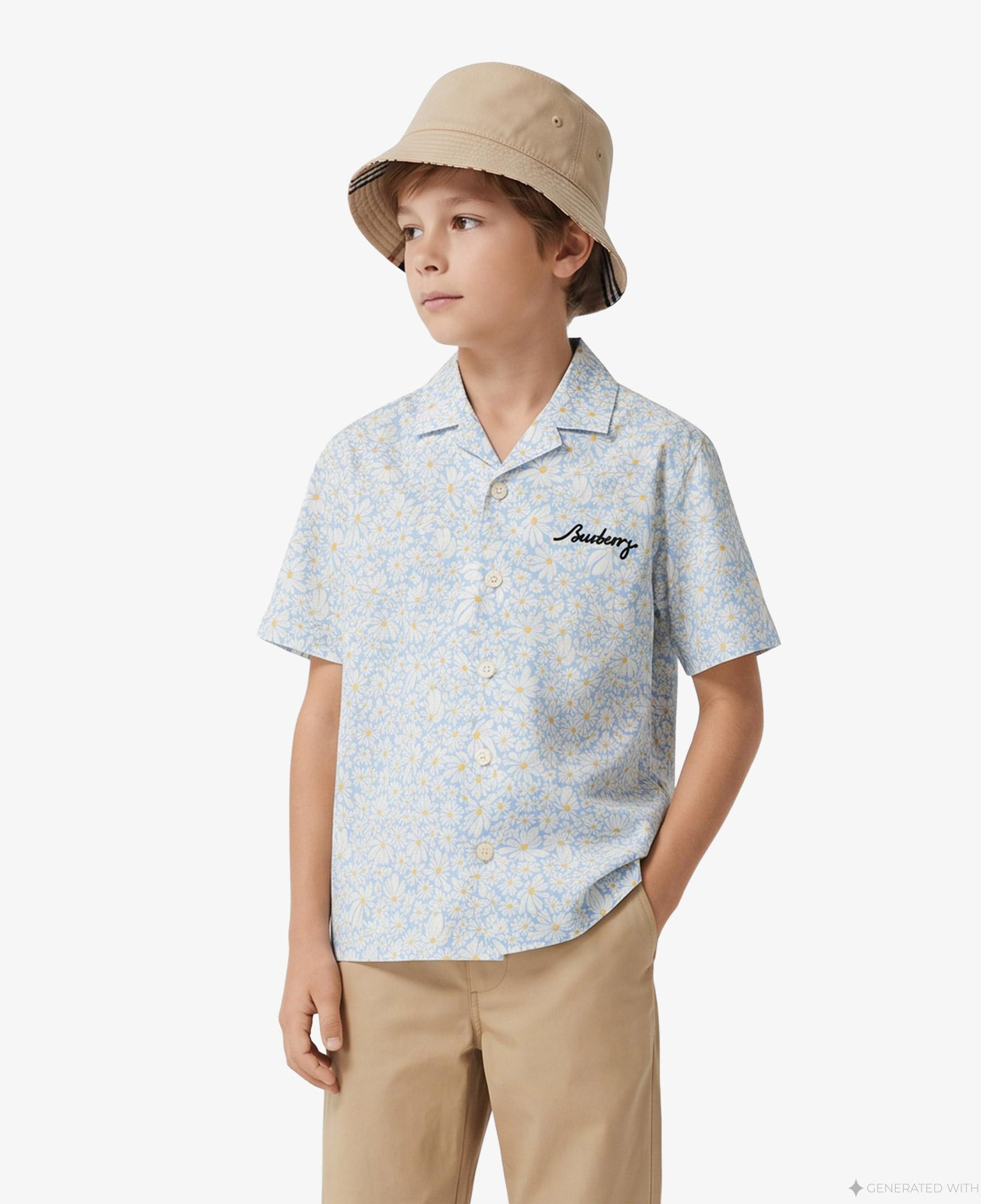 Burberry Xanadu Floral Çocuk Mavi Gömlek