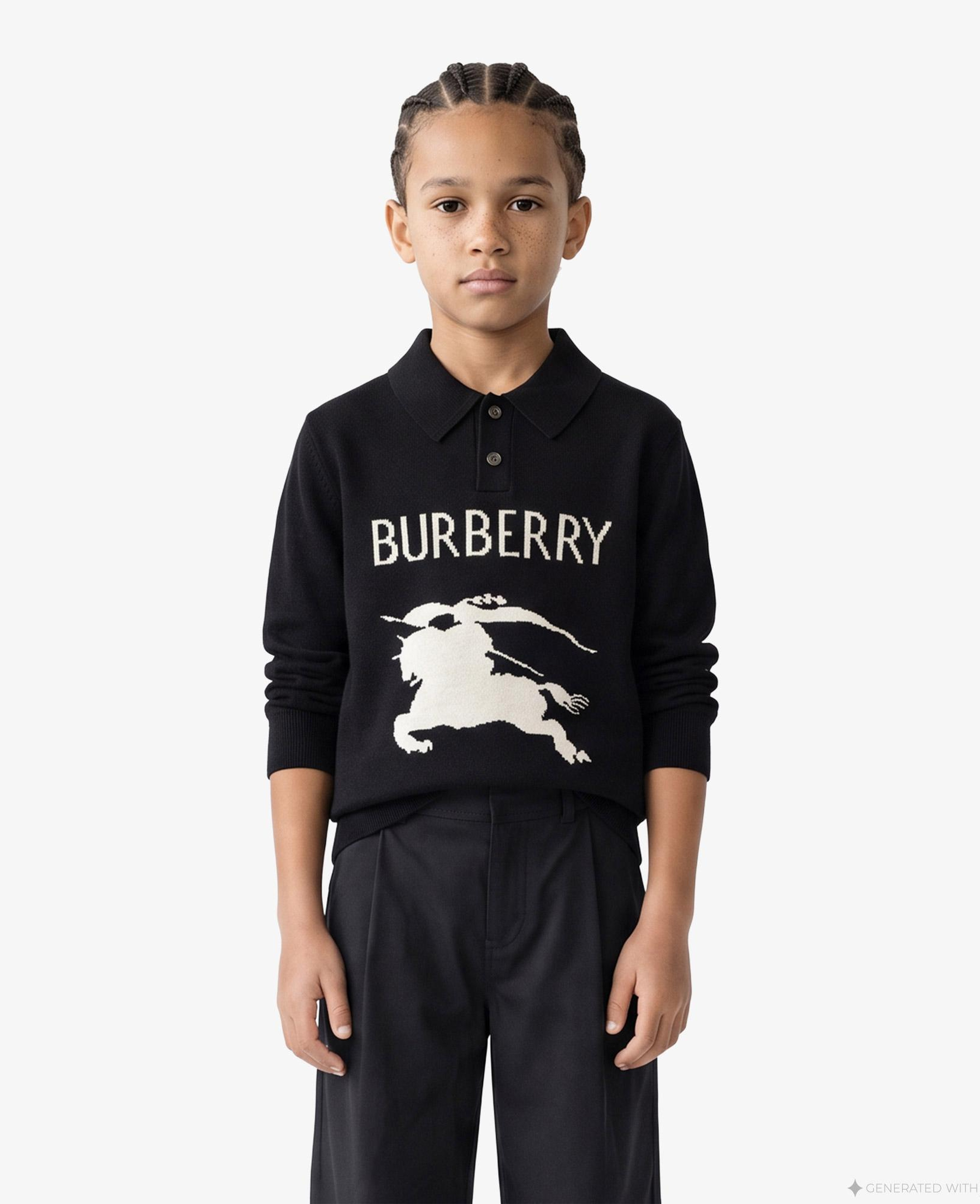 Burberry Tane Polo Ekd Çocuk Siyah Triko