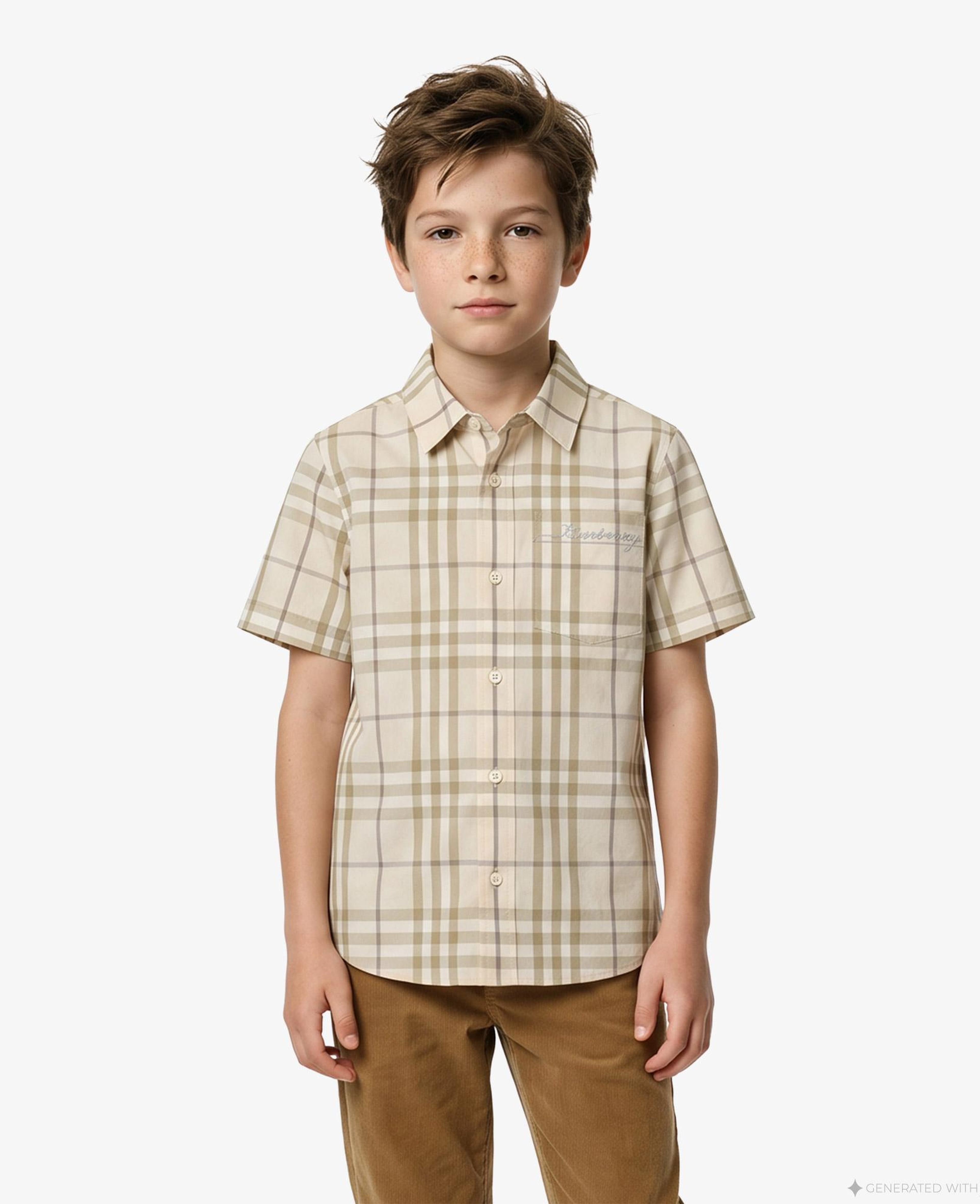 Burberry Owen Check Çocuk Krem Gömlek