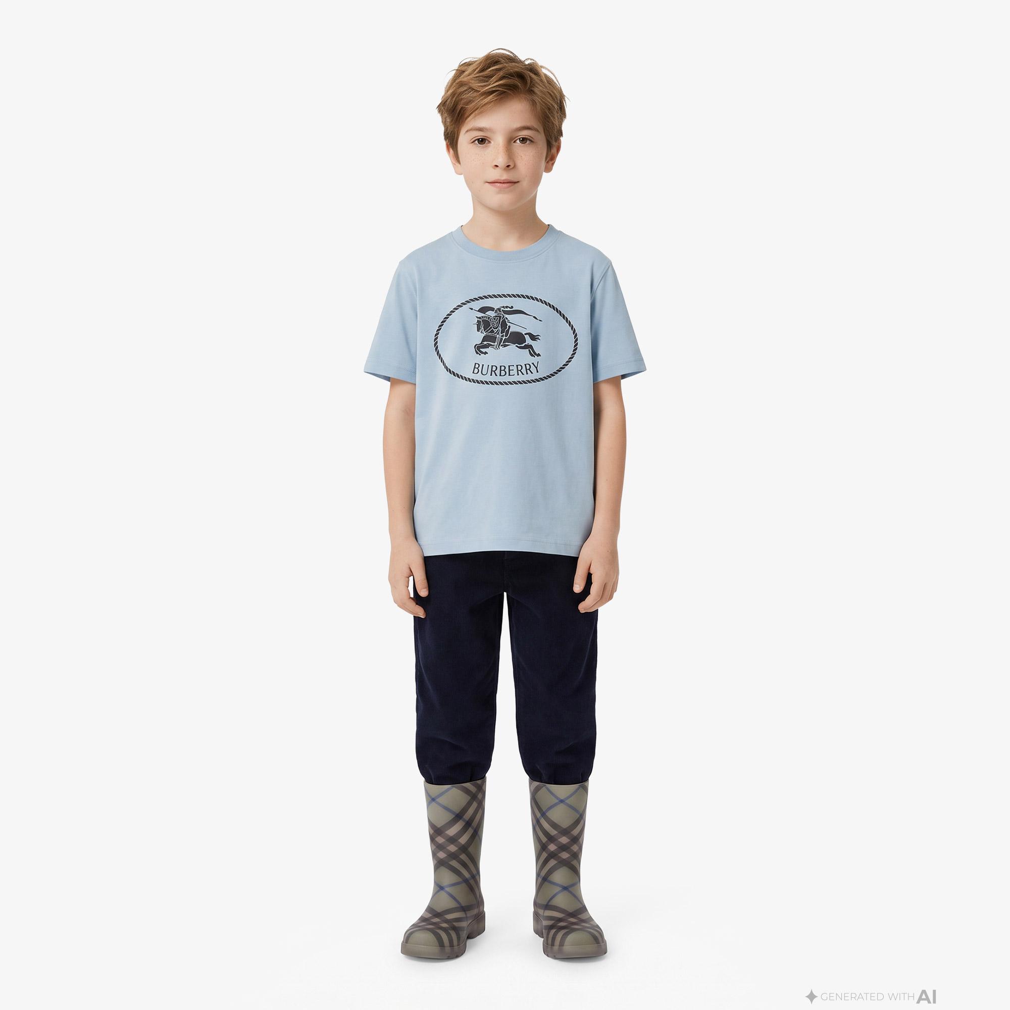 Burberry Cedar Crest Çocuk Mavi T-Shirt