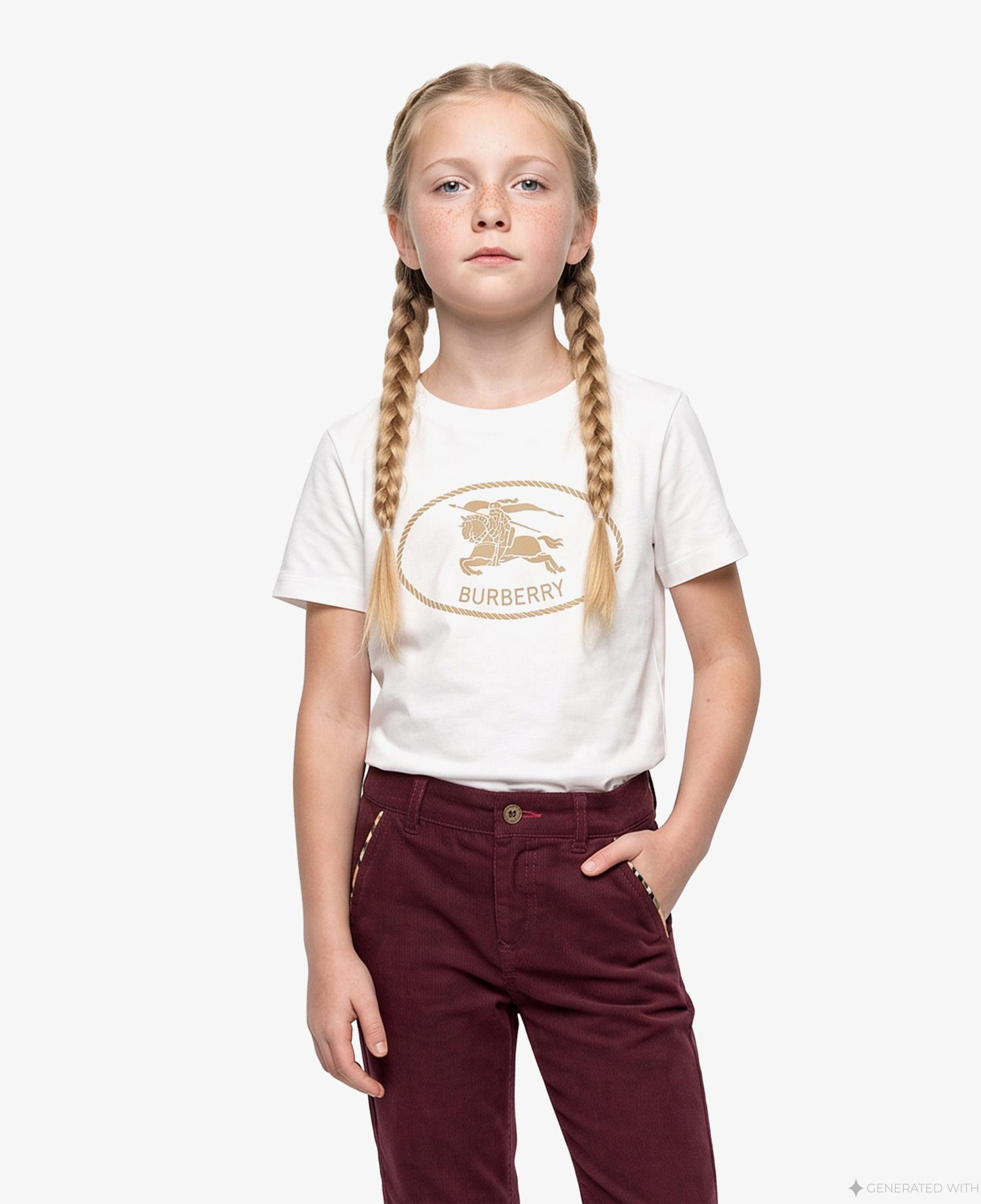Burberry Cedar Crest Çocuk Beyaz T-Shirt