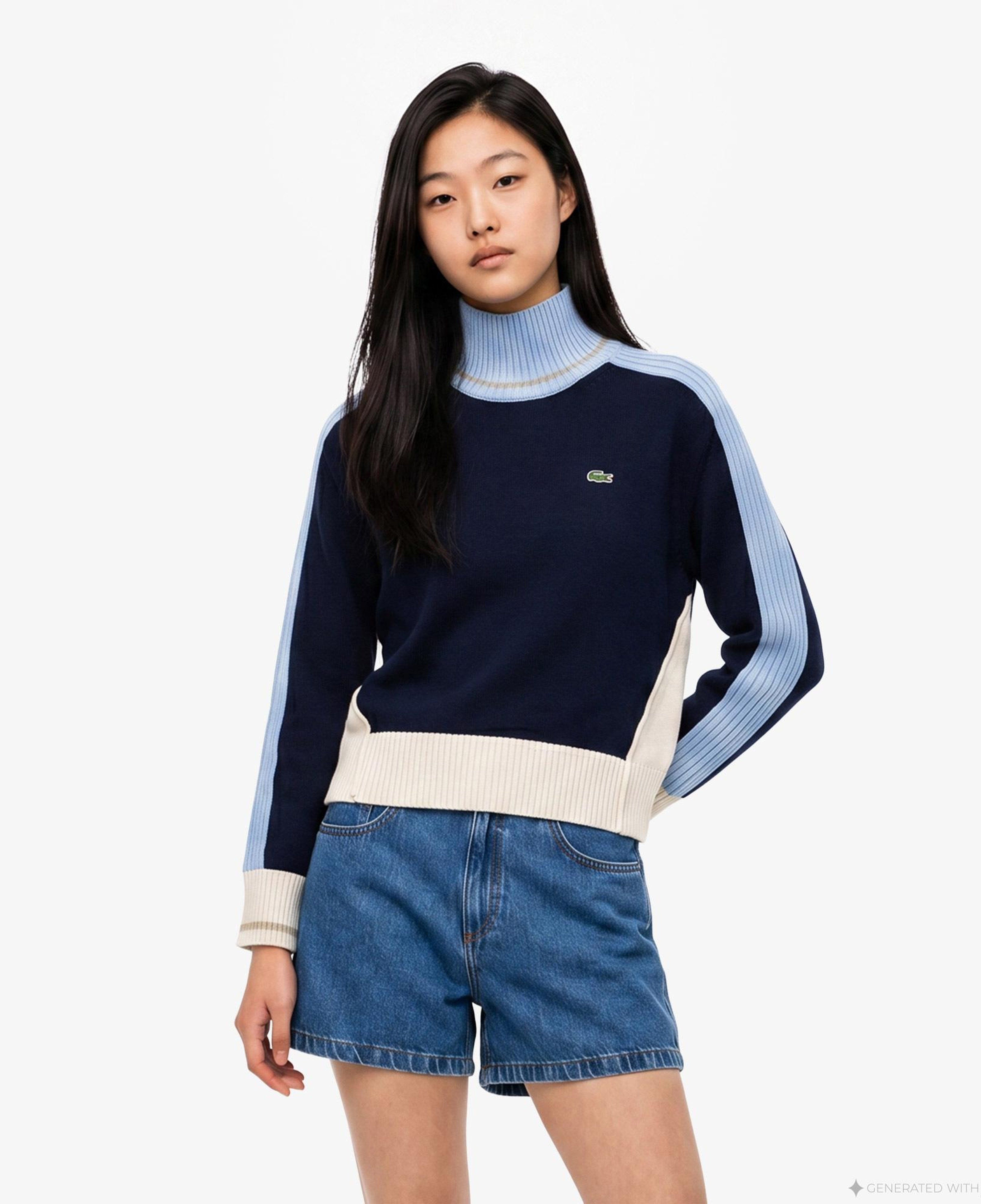 Lacoste Kadın Lacivert Yün Karışımlı Kazak