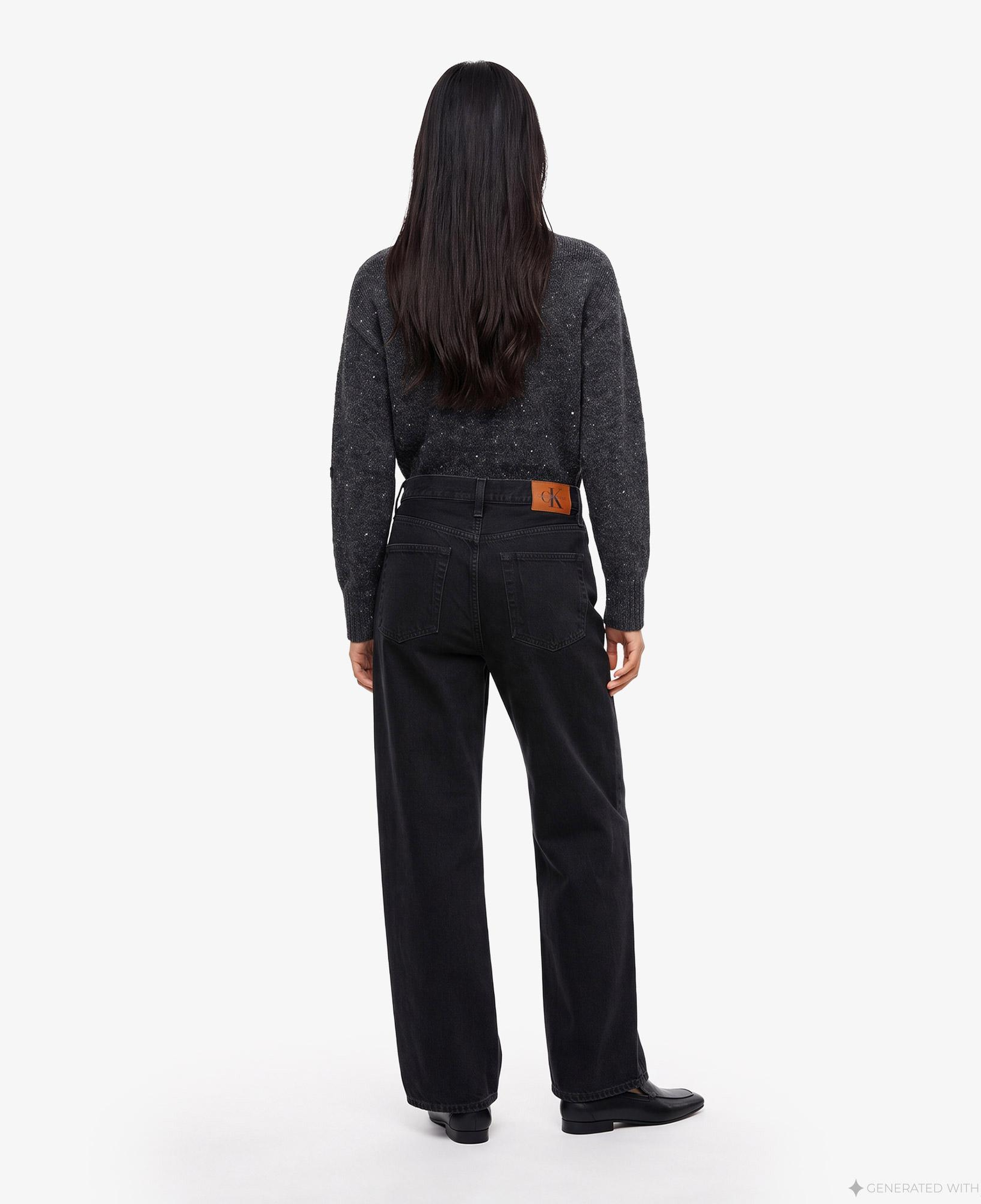 Calvin Klein The Wide Leg Worn Black Kadın Siyah Jean