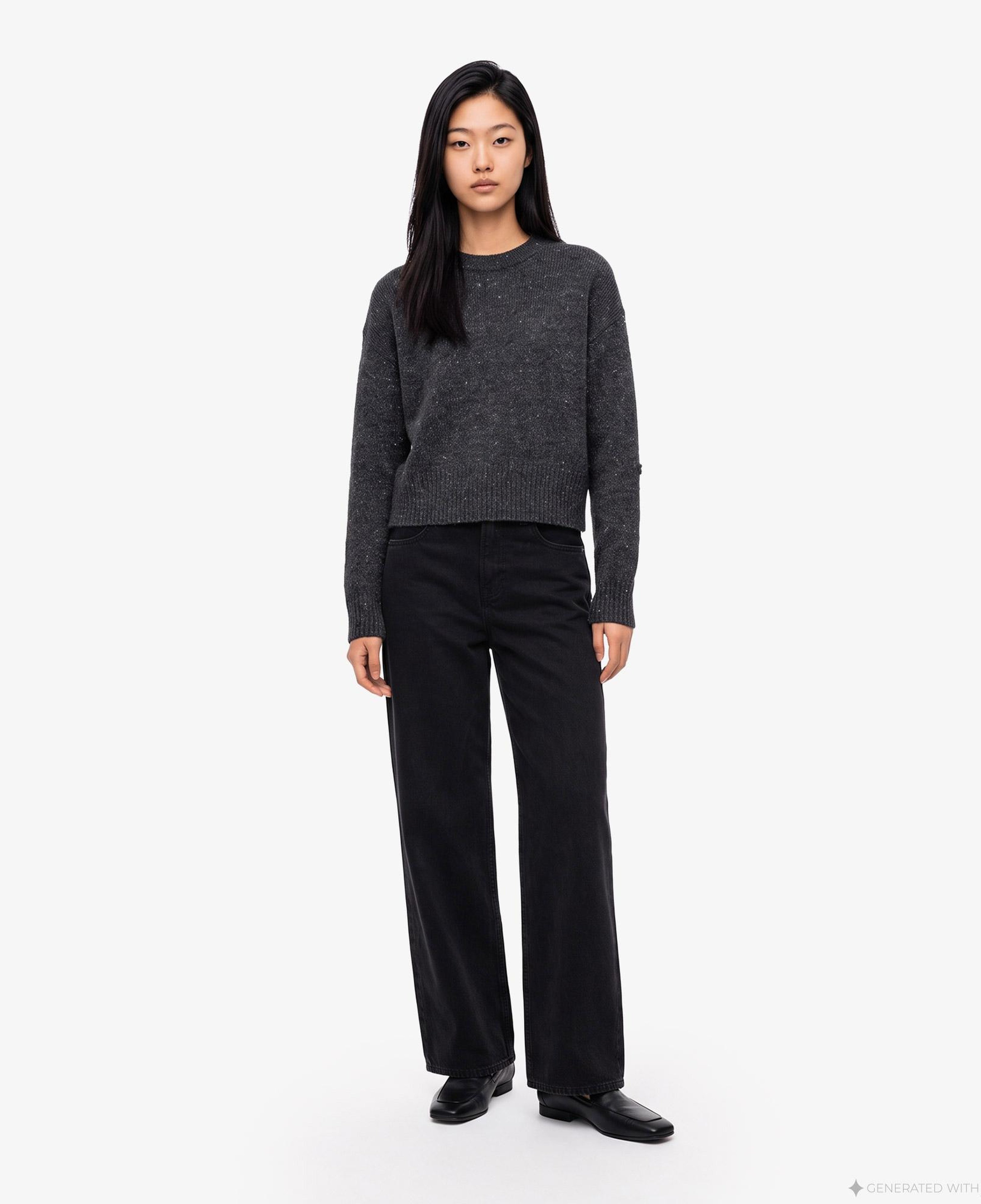 Calvin Klein The Wide Leg Worn Black Kadın Siyah Jean