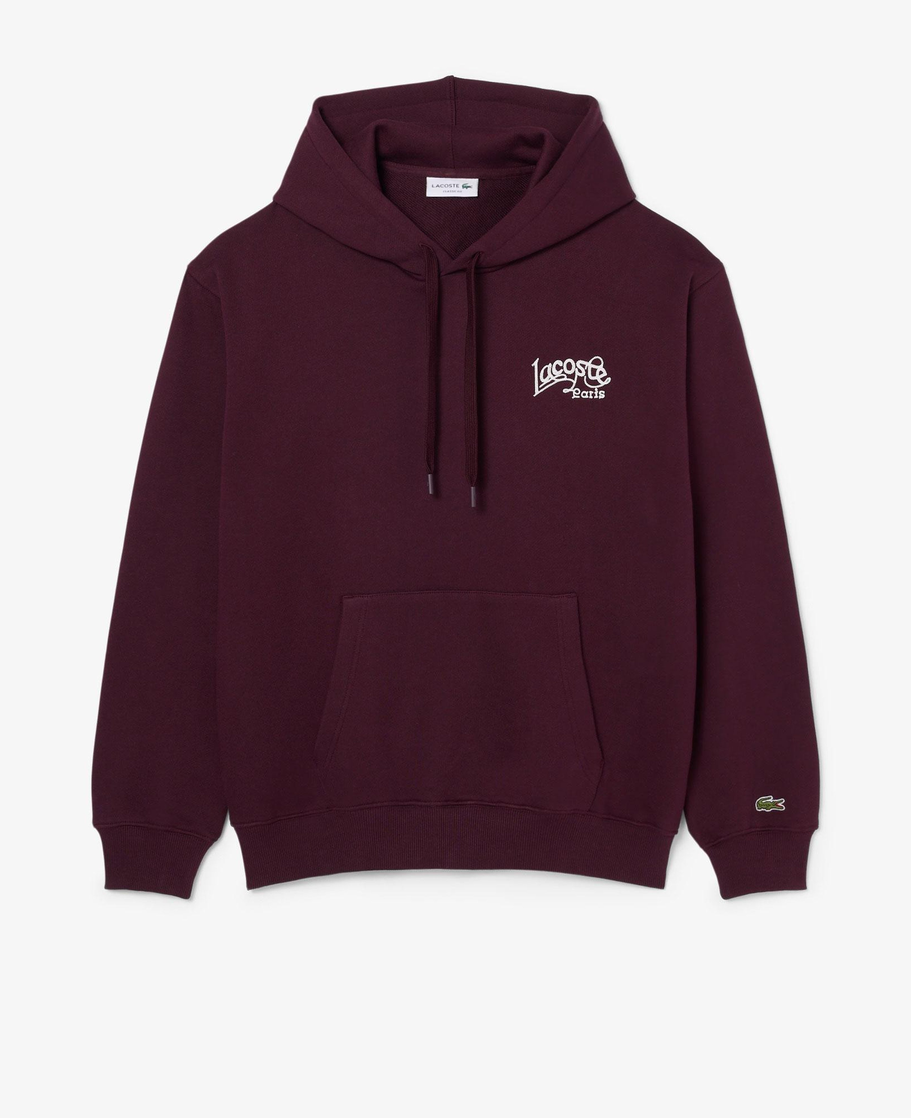 Erkek Classic Fit Kapüşonlu Baskılı Bordo Sweatshirt