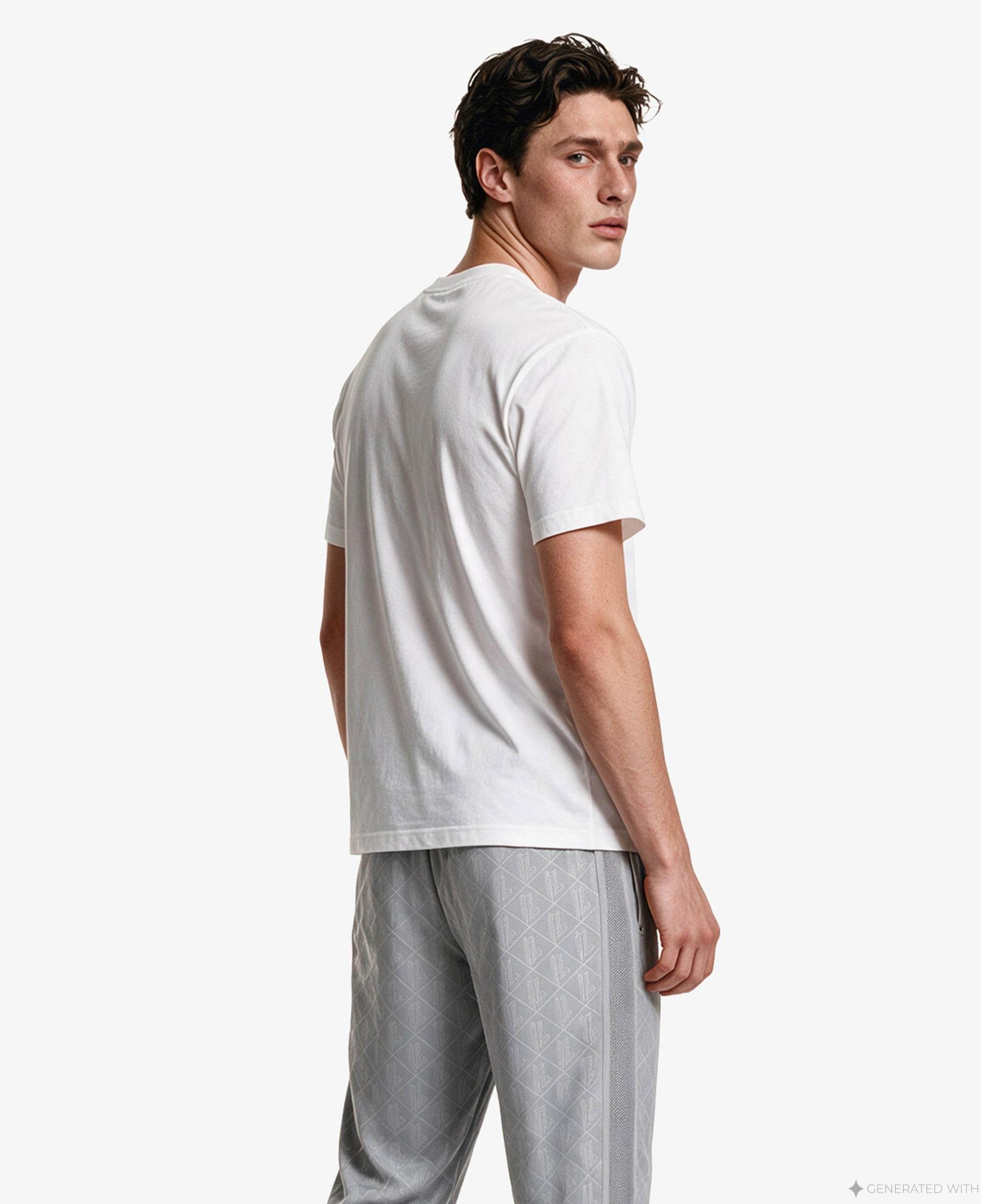 Erkek Relaxed Fit Bisiklet Yaka Beyaz T-Shirt