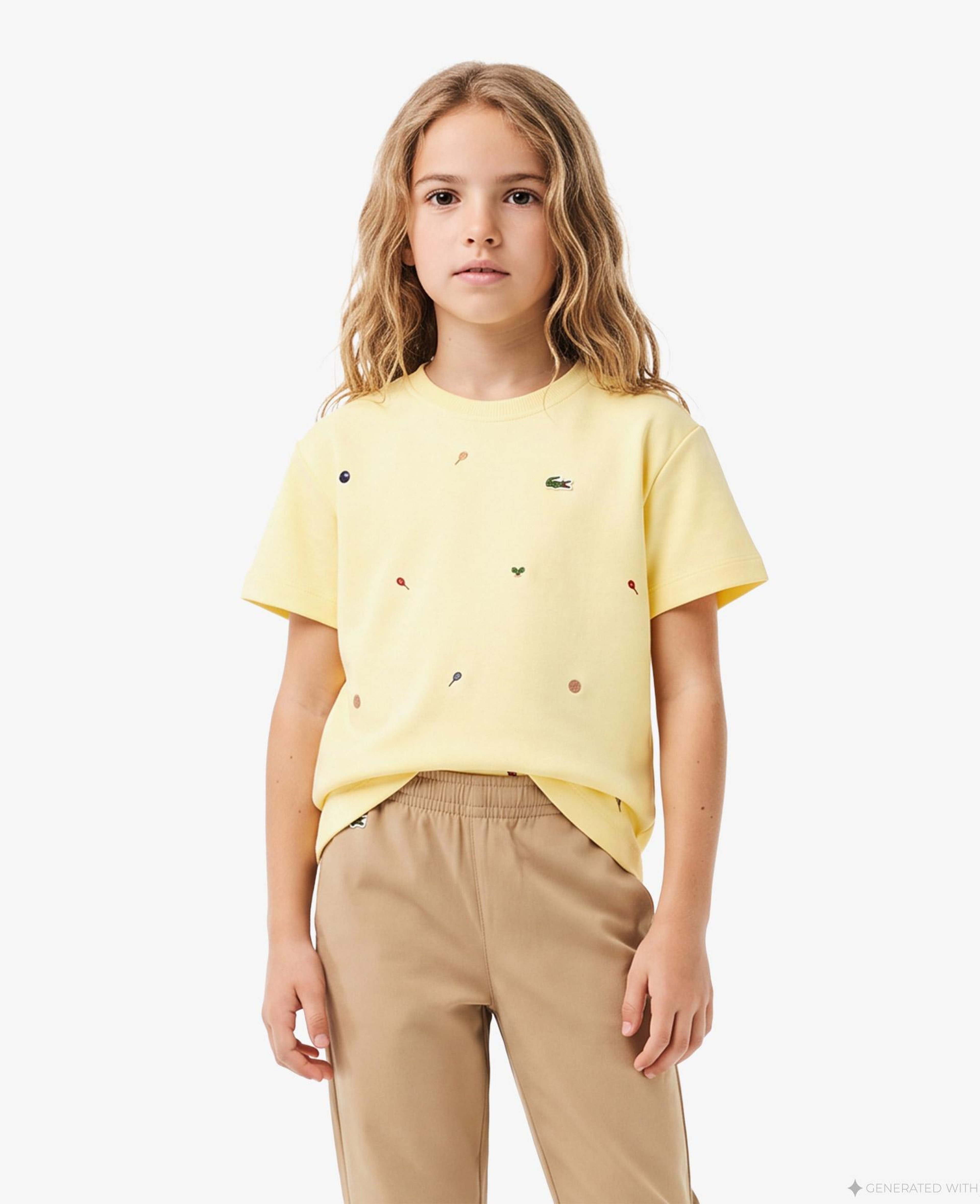 Çocuk Bisiklet Yaka Desenli Sarı T-Shirt