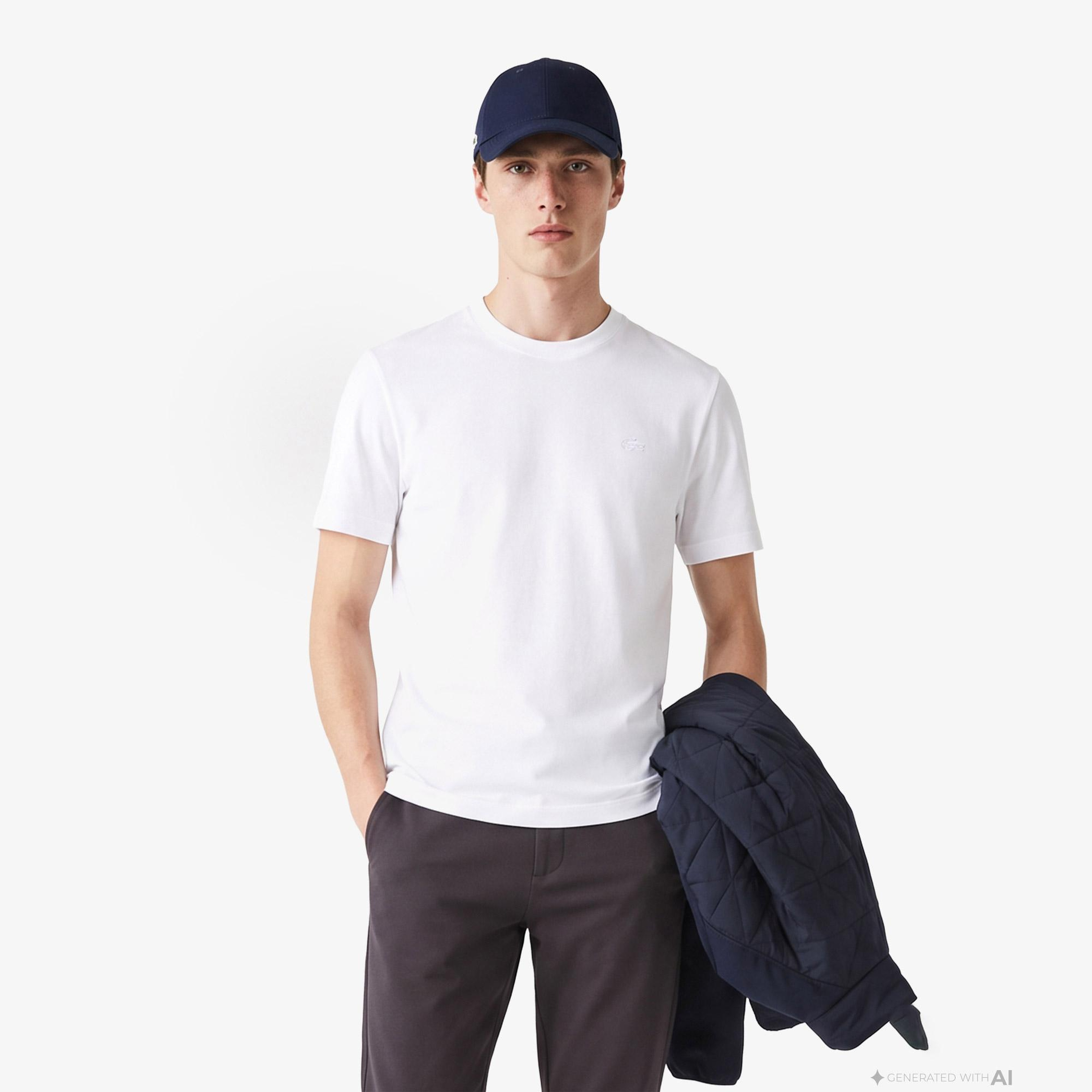 Erkek Classic Fit Bisiklet Yaka Beyaz T-Shirt