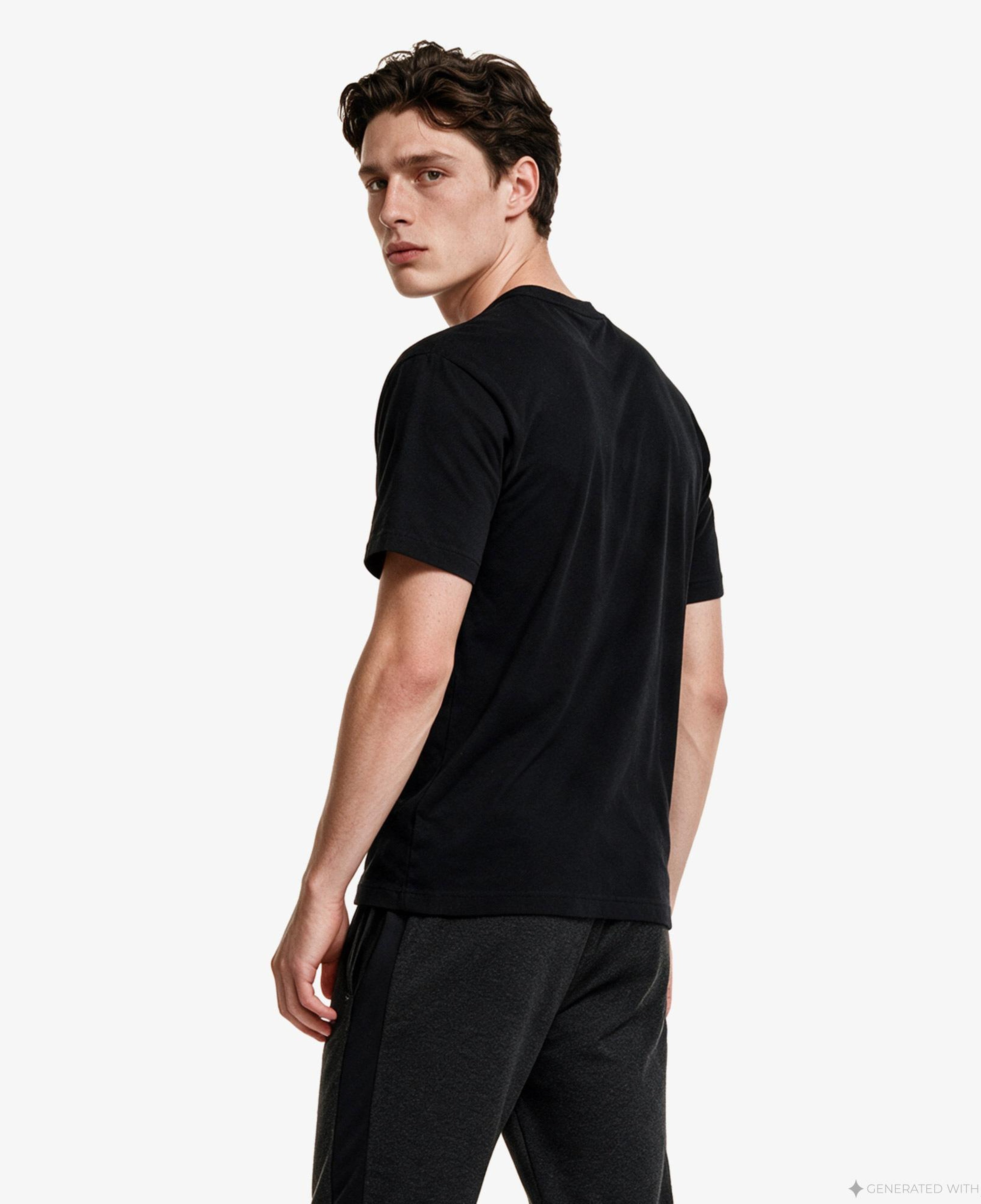 Erkek Relaxed Fit Bisiklet Yaka Siyah T-Shirt