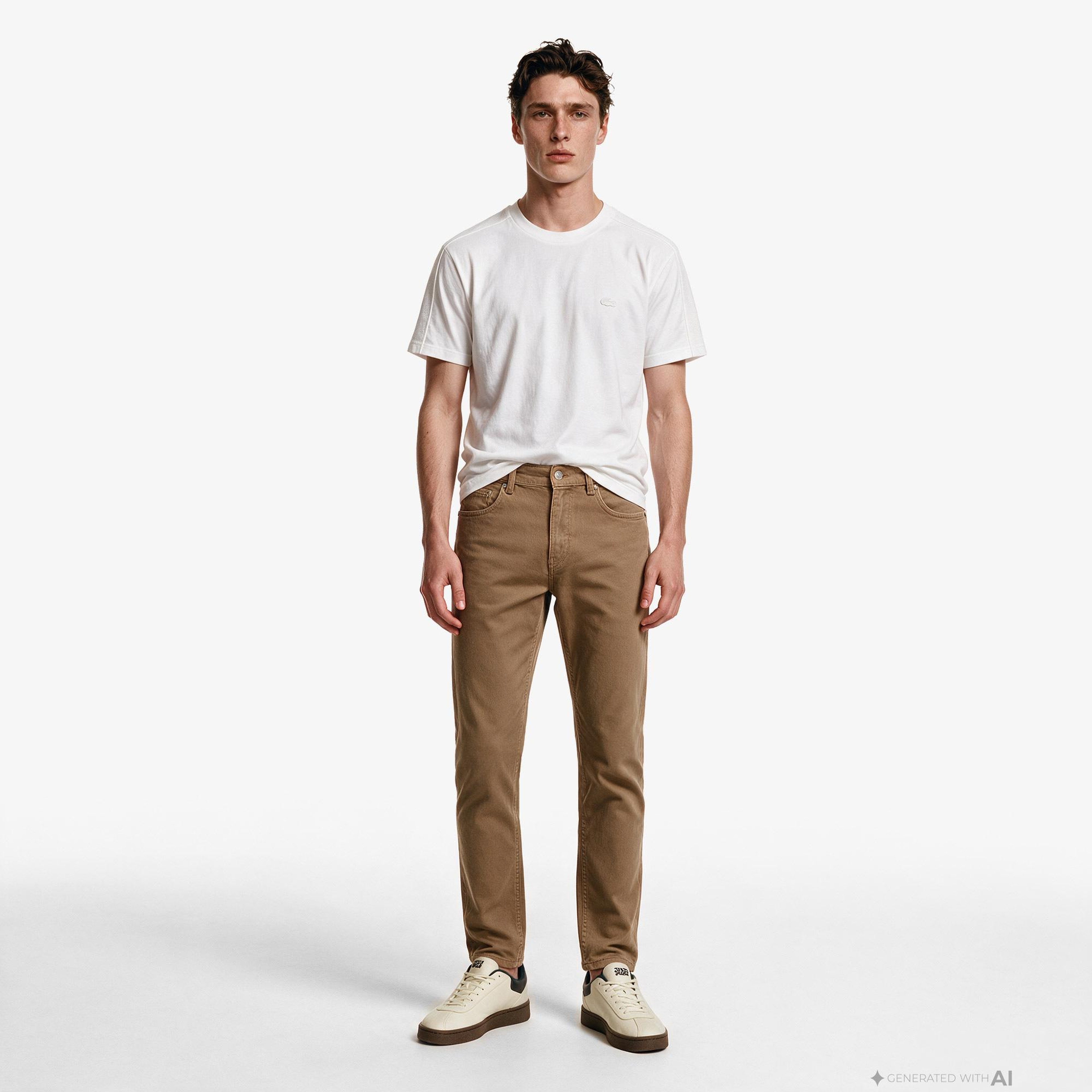 Erkek Slim Fit Bej Jean Pantolon