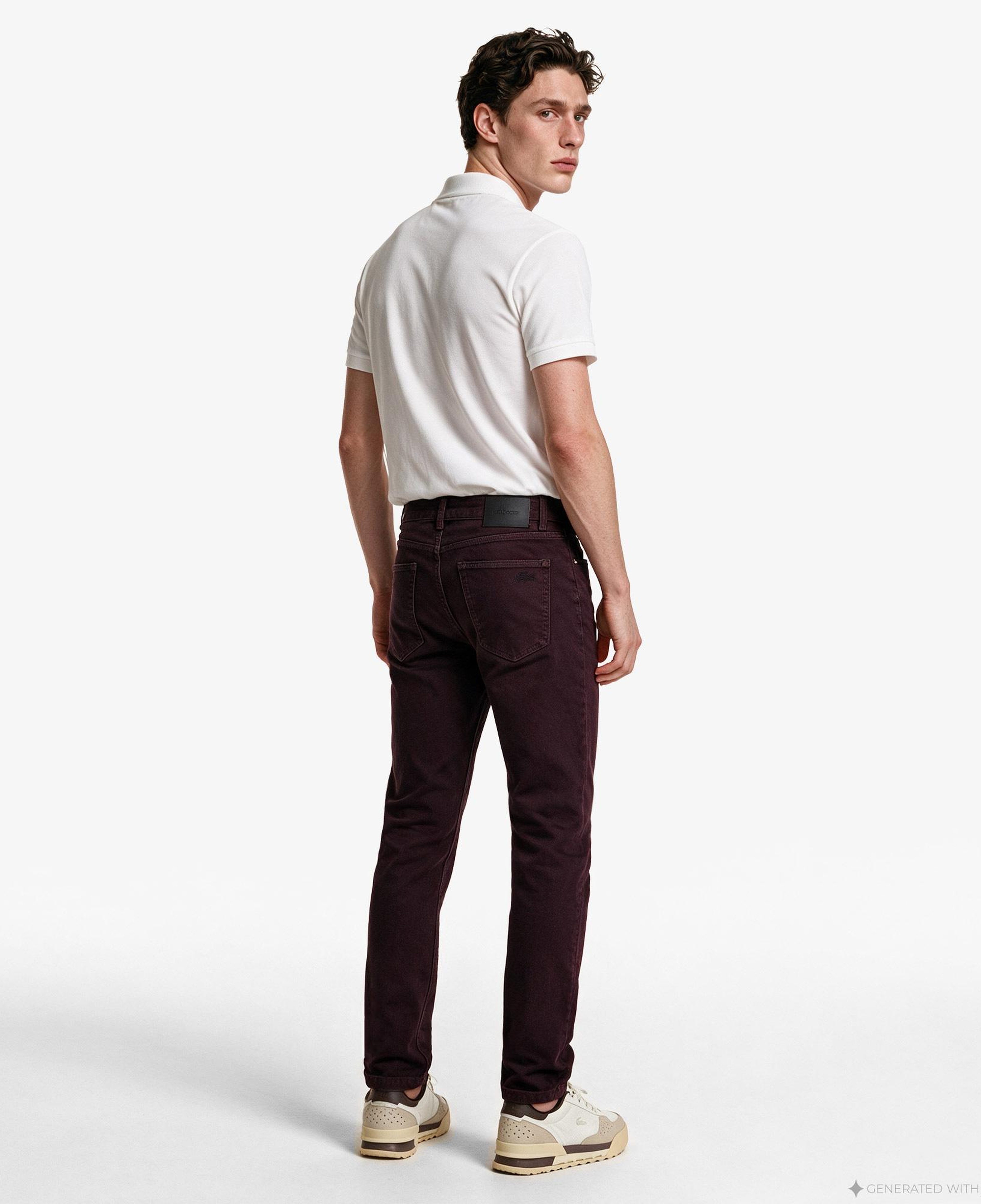 Erkek Slim Fit Bordo Jean Pantolon
