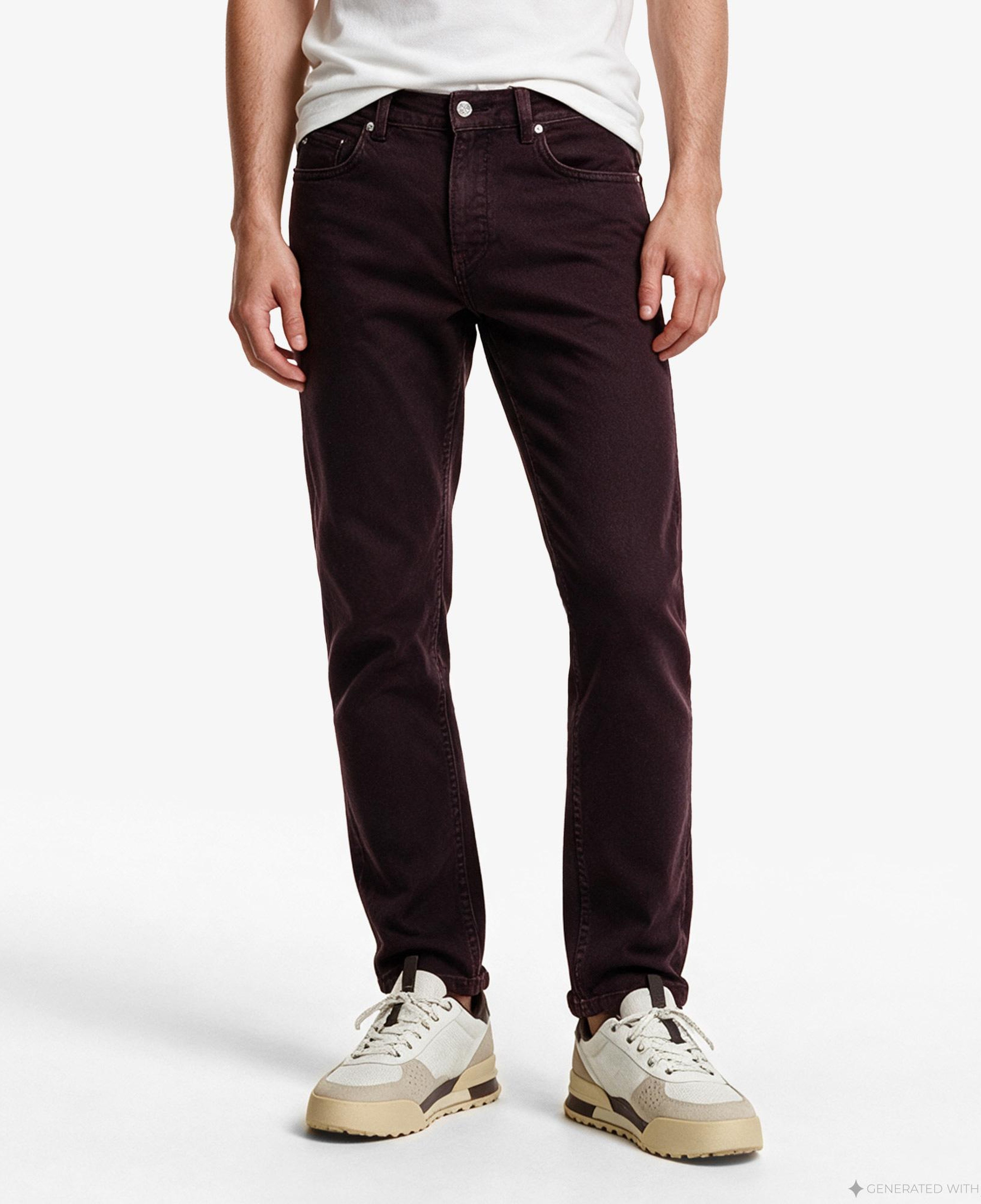 Erkek Slim Fit Bordo Jean Pantolon
