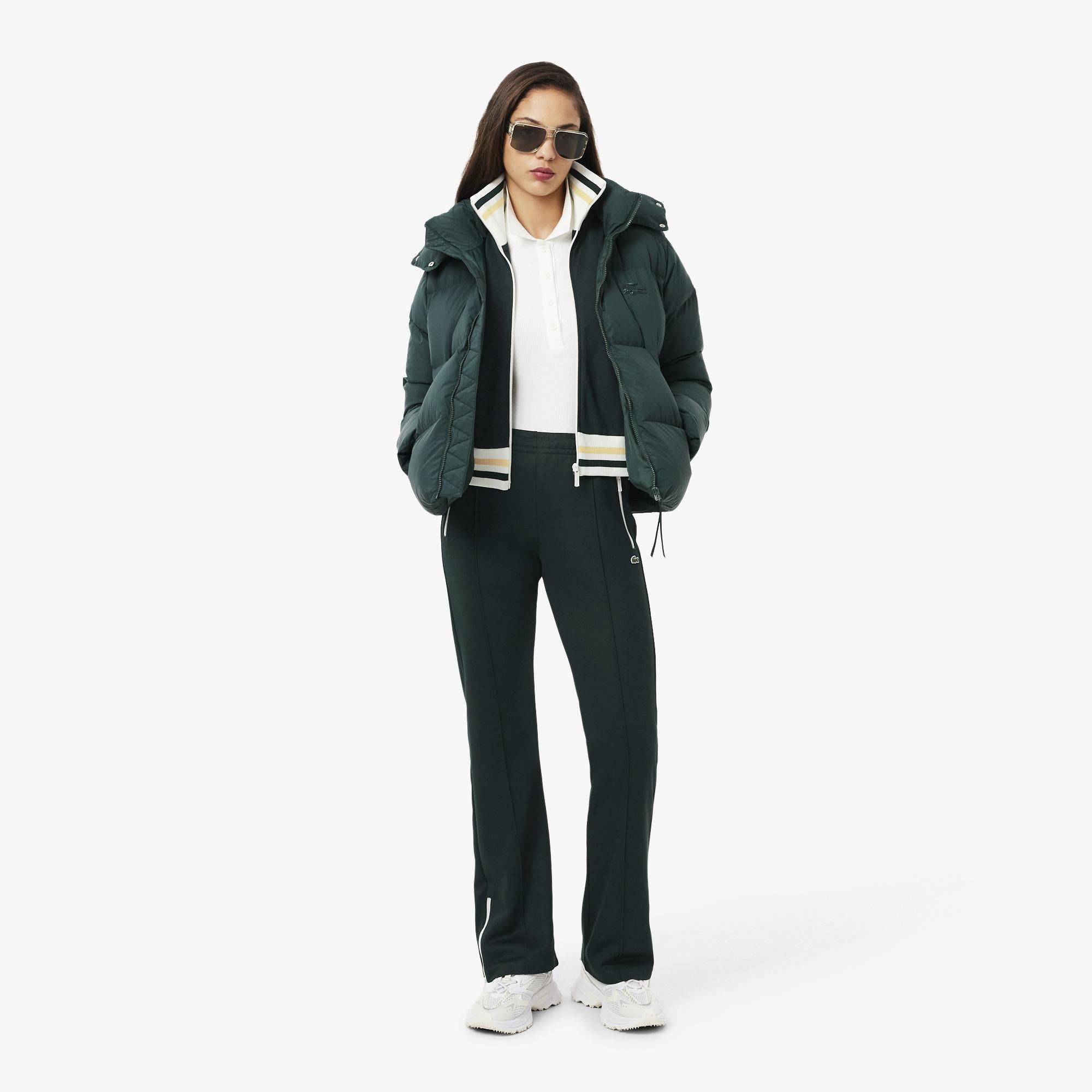 Kadın Regular Fit Fermuarlı Renk Bloklu Koyu Yeşil Sweatshirt