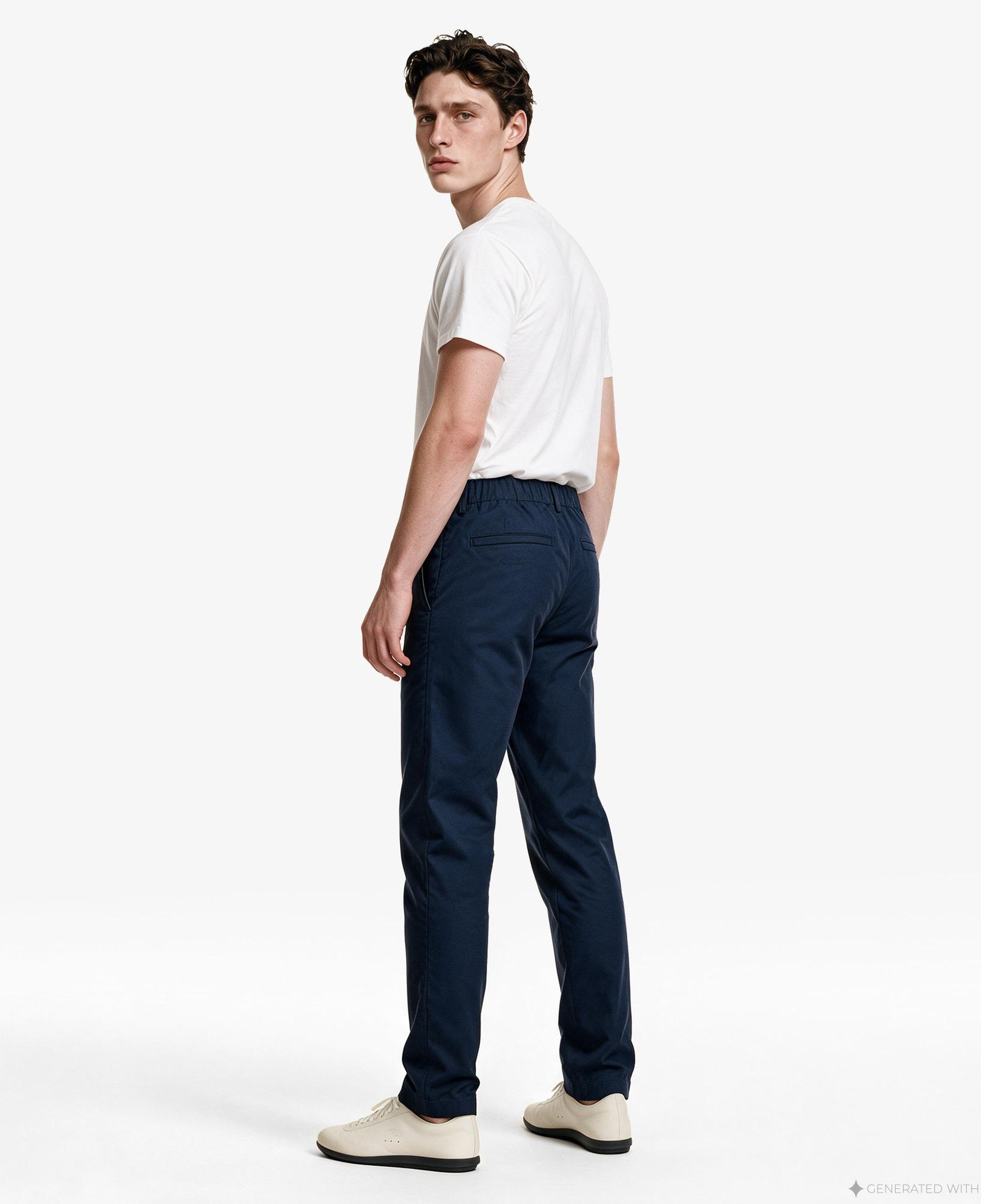Erkek Slim Fit Lacivert Chino Pantolon