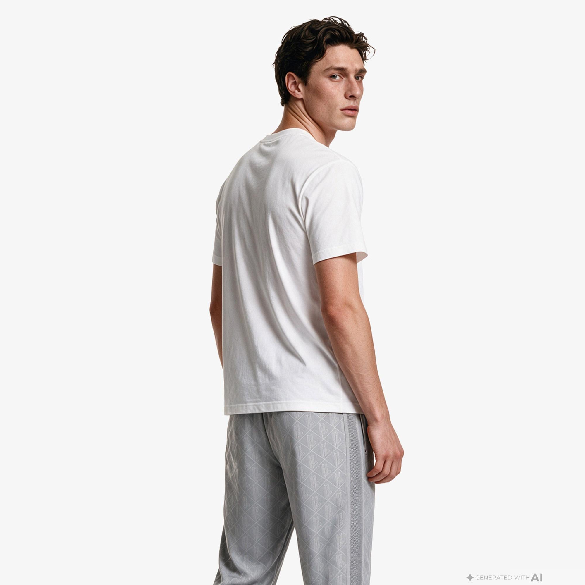 Erkek Relaxed Fit Bisiklet Yaka Beyaz T-Shirt