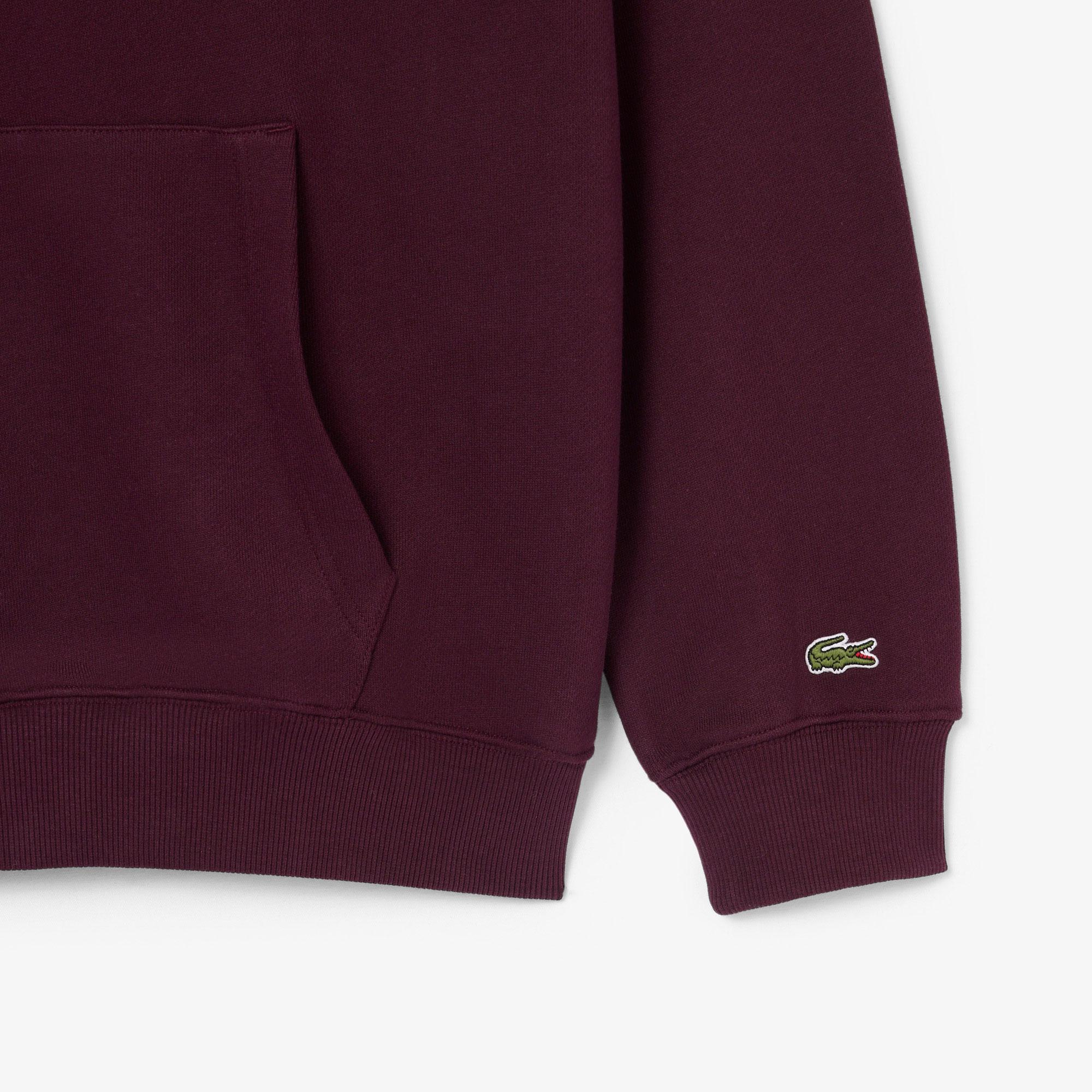 Erkek Classic Fit Kapüşonlu Baskılı Bordo Sweatshirt