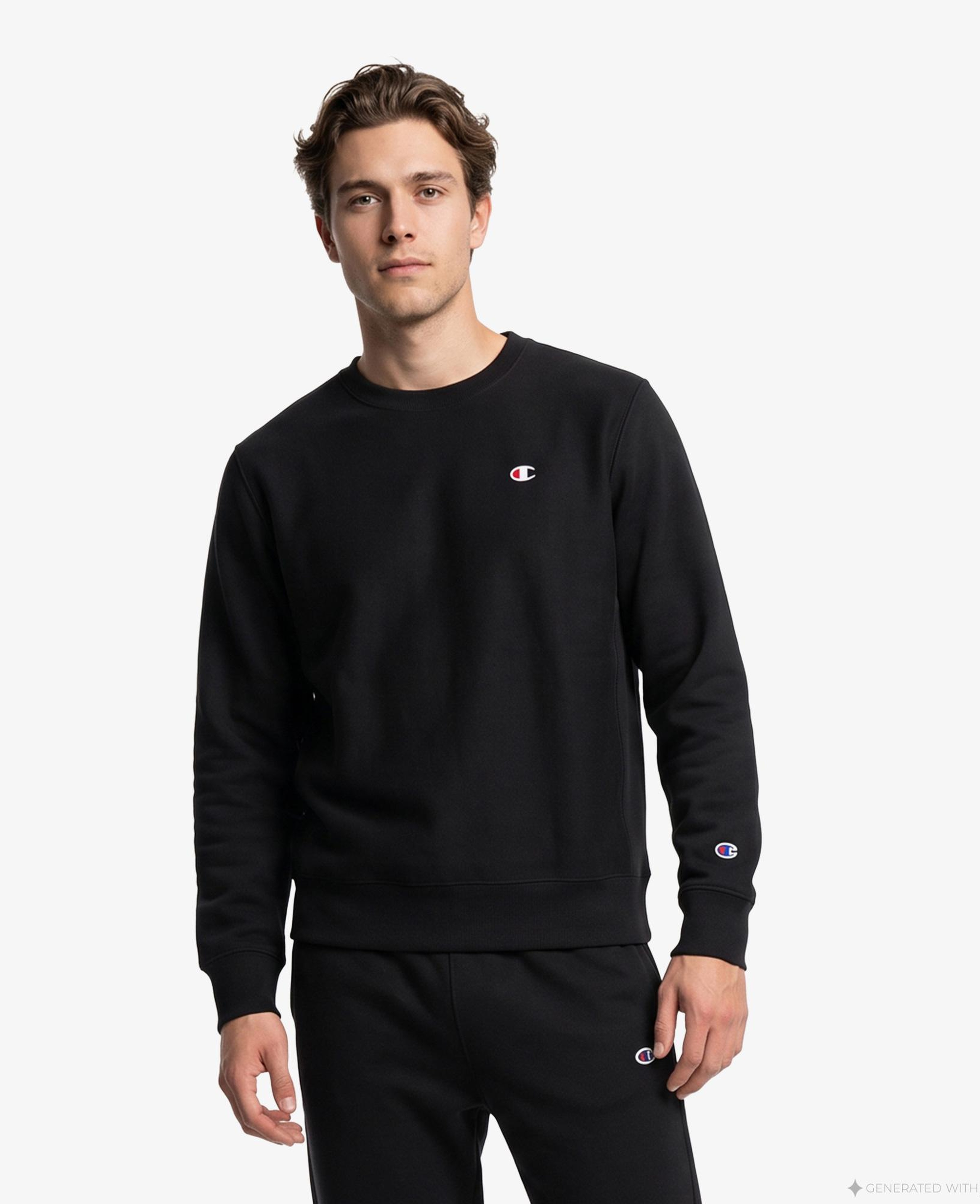 Champion Crewneck Erkek Siyah Sweatshirt