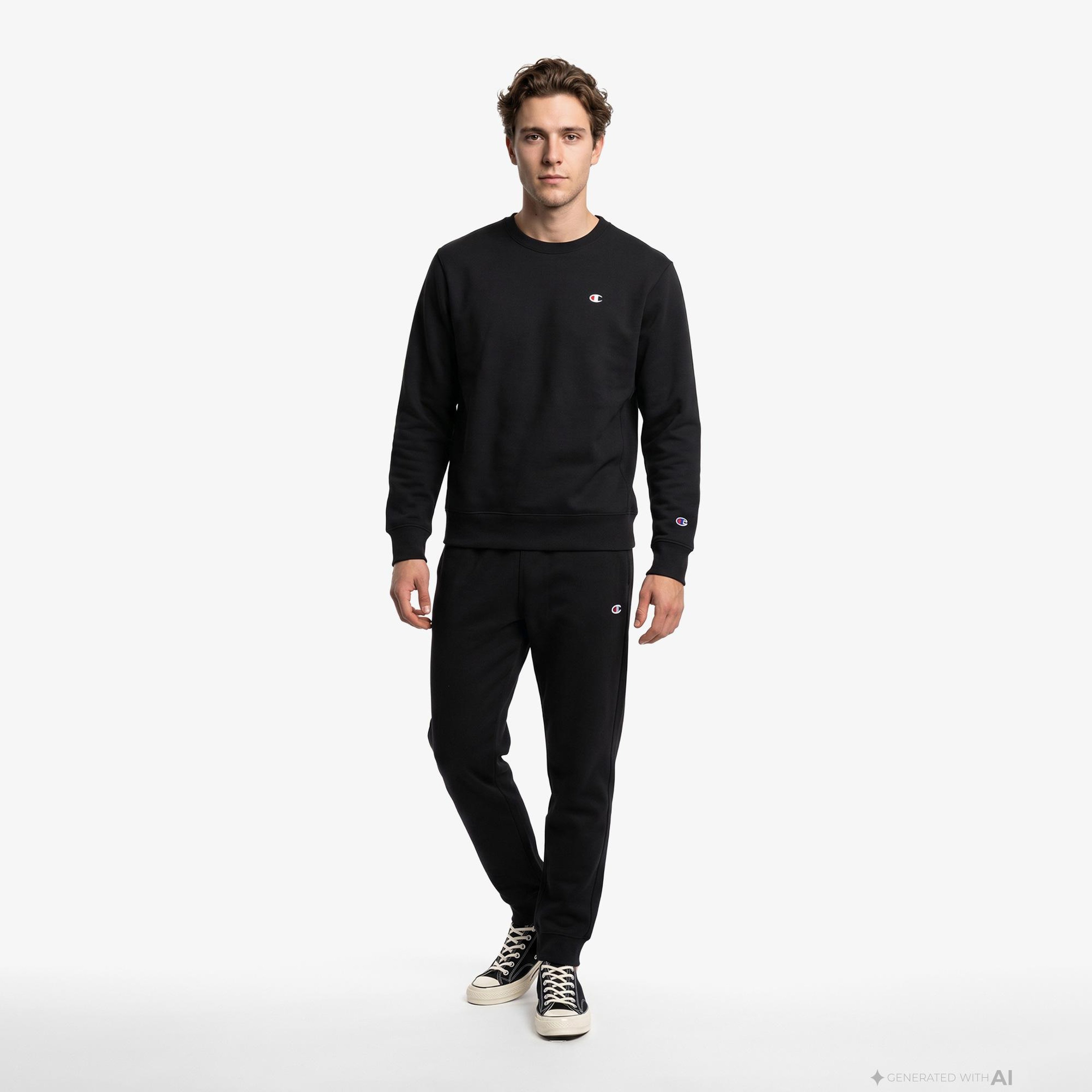 Champion Crewneck Erkek Siyah Sweatshirt