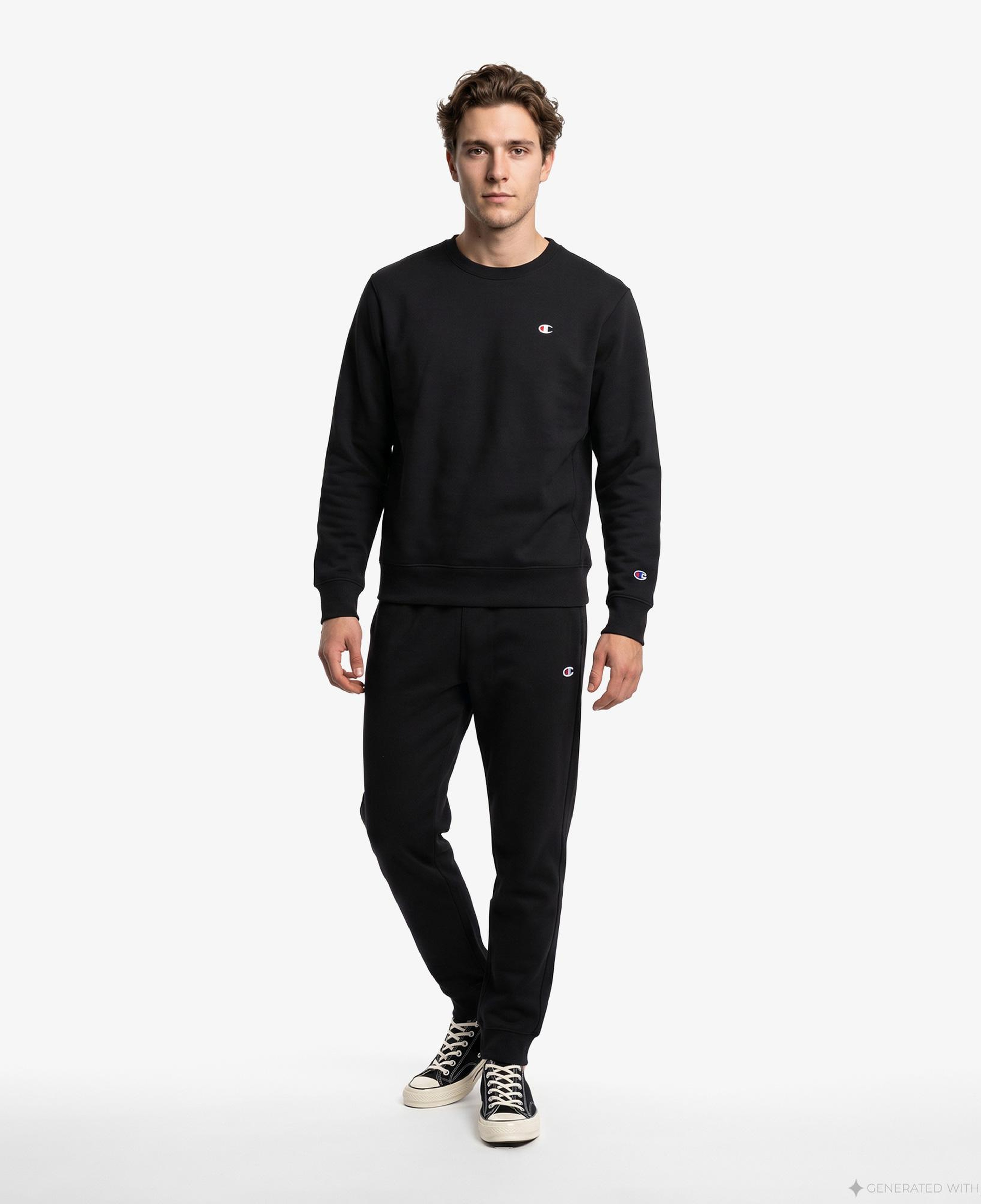Champion Crewneck Erkek Siyah Sweatshirt