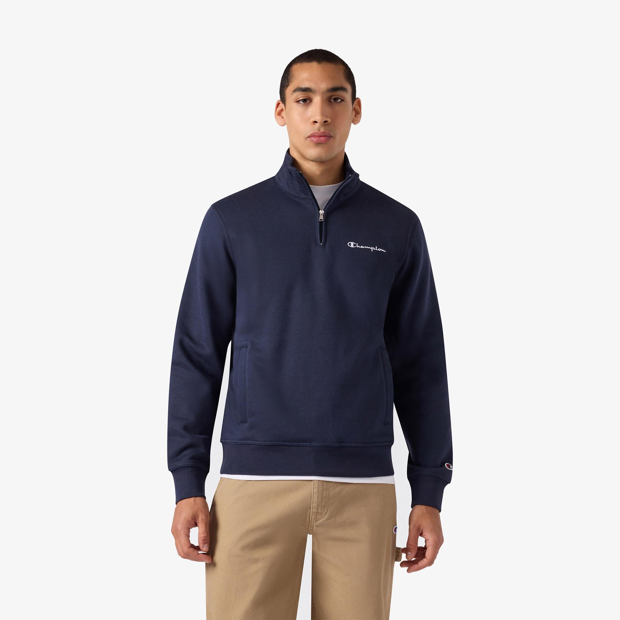 Champion Half Zip  Erkek Lacivert Sweatshirt