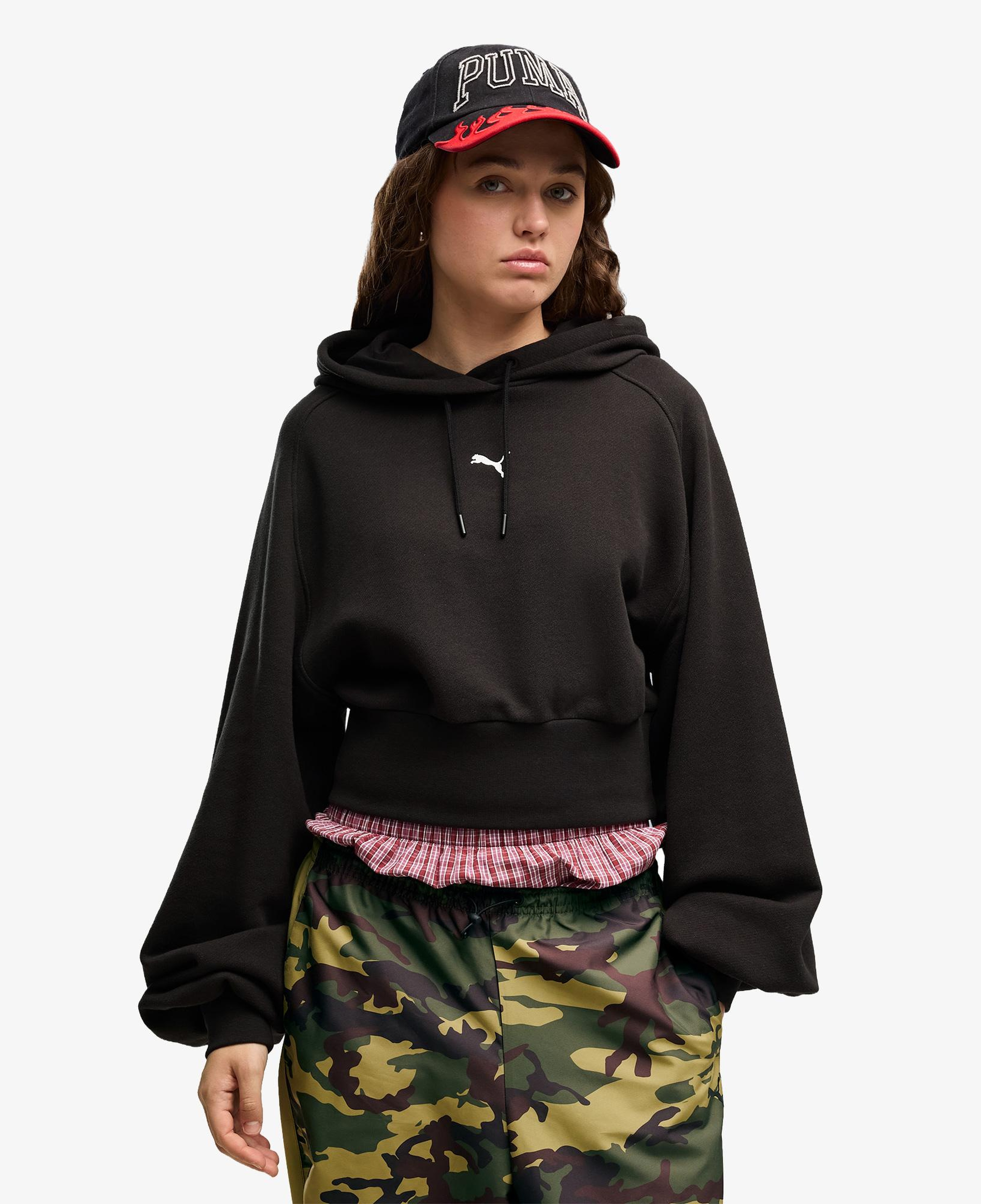 Puma Essential Cropped Kadın Siyah Sweatshirt