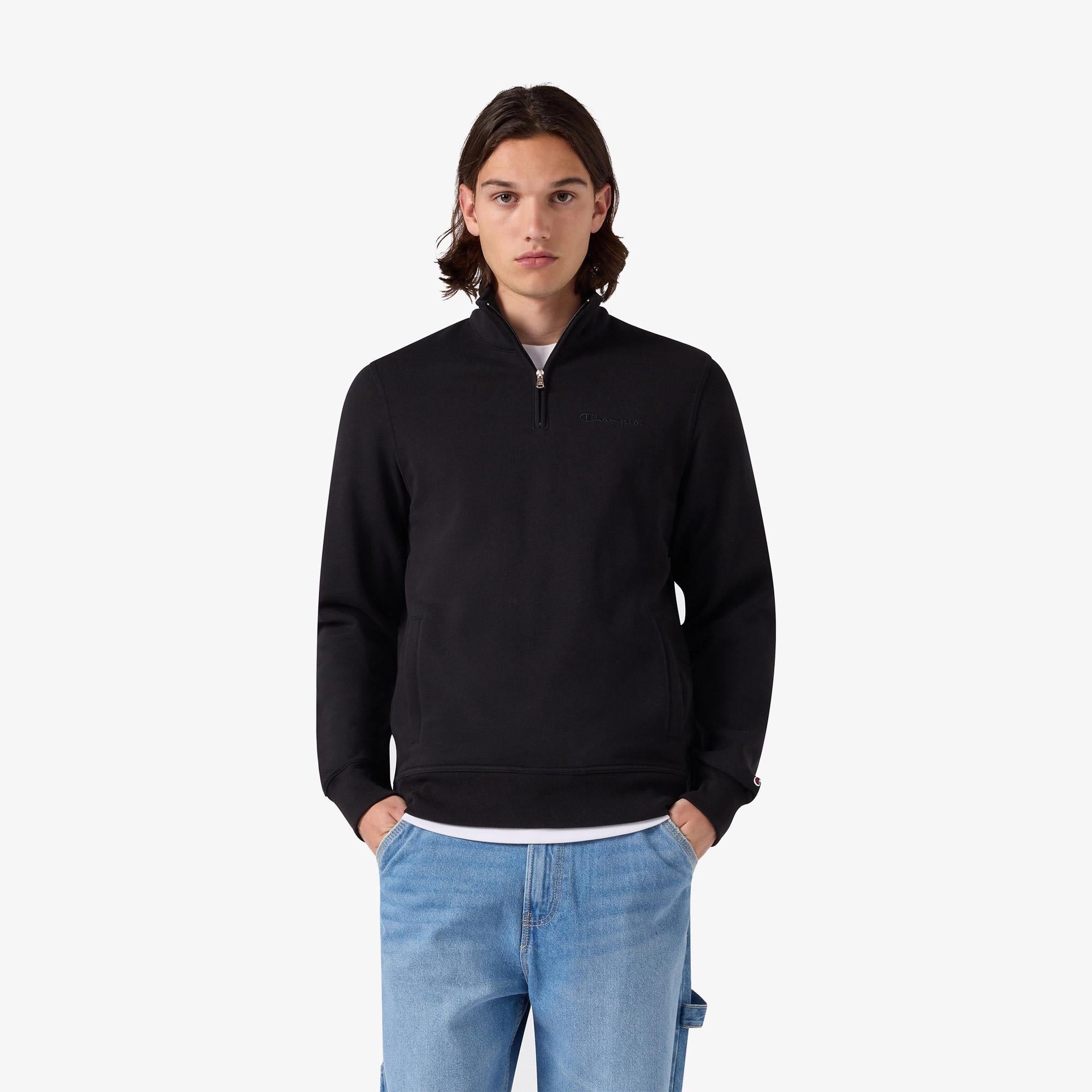 Champion Half Zip  Erkek Siyah Sweatshirt