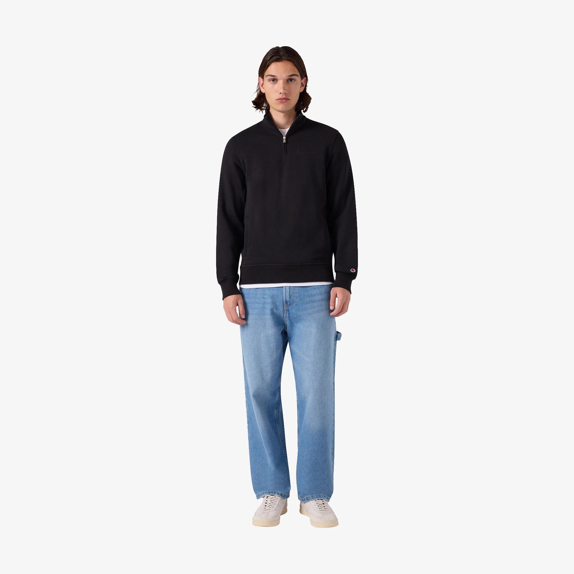 Champion Half Zip  Erkek Siyah Sweatshirt