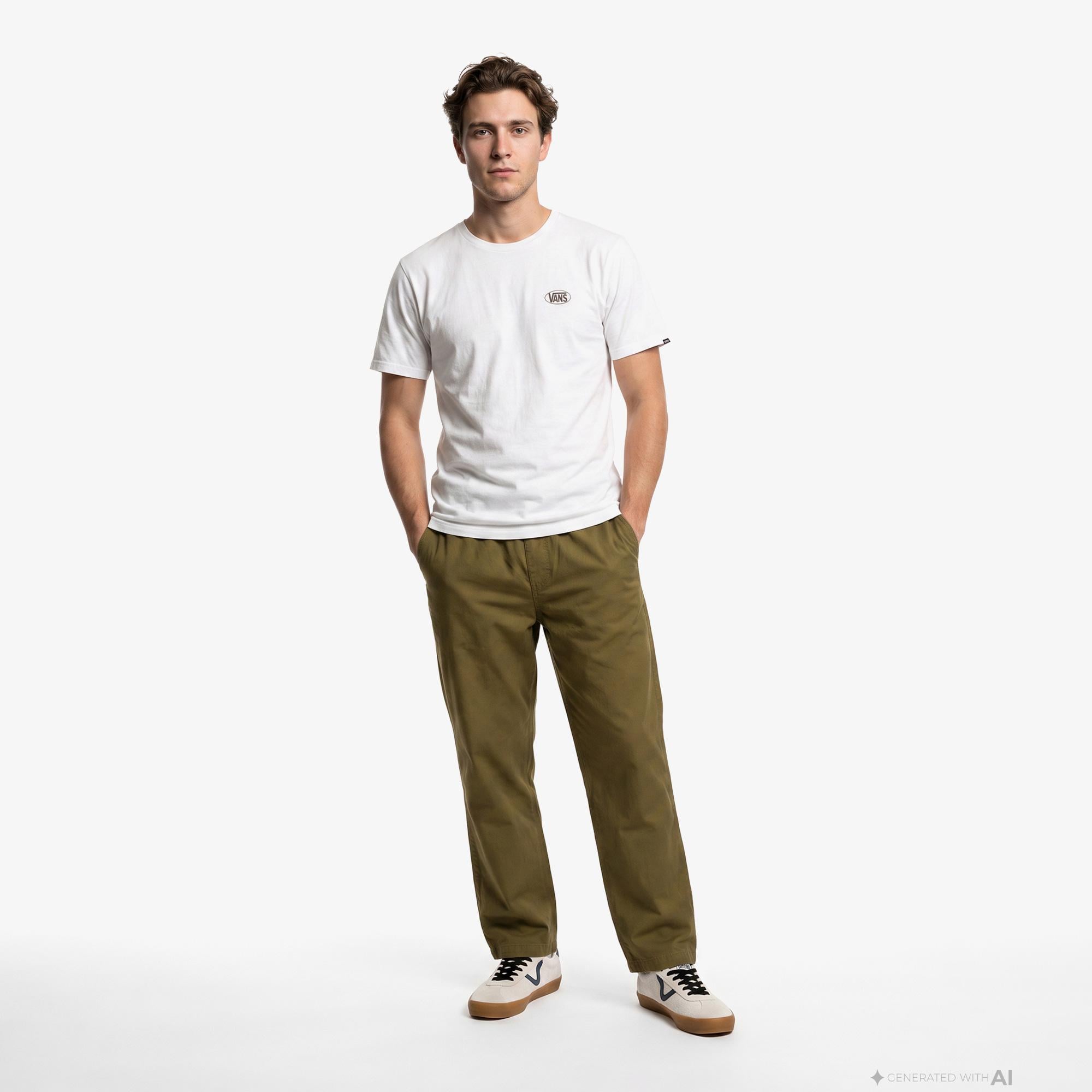 Vans Oval Logo Loose Erkek Beyaz T-Shirt