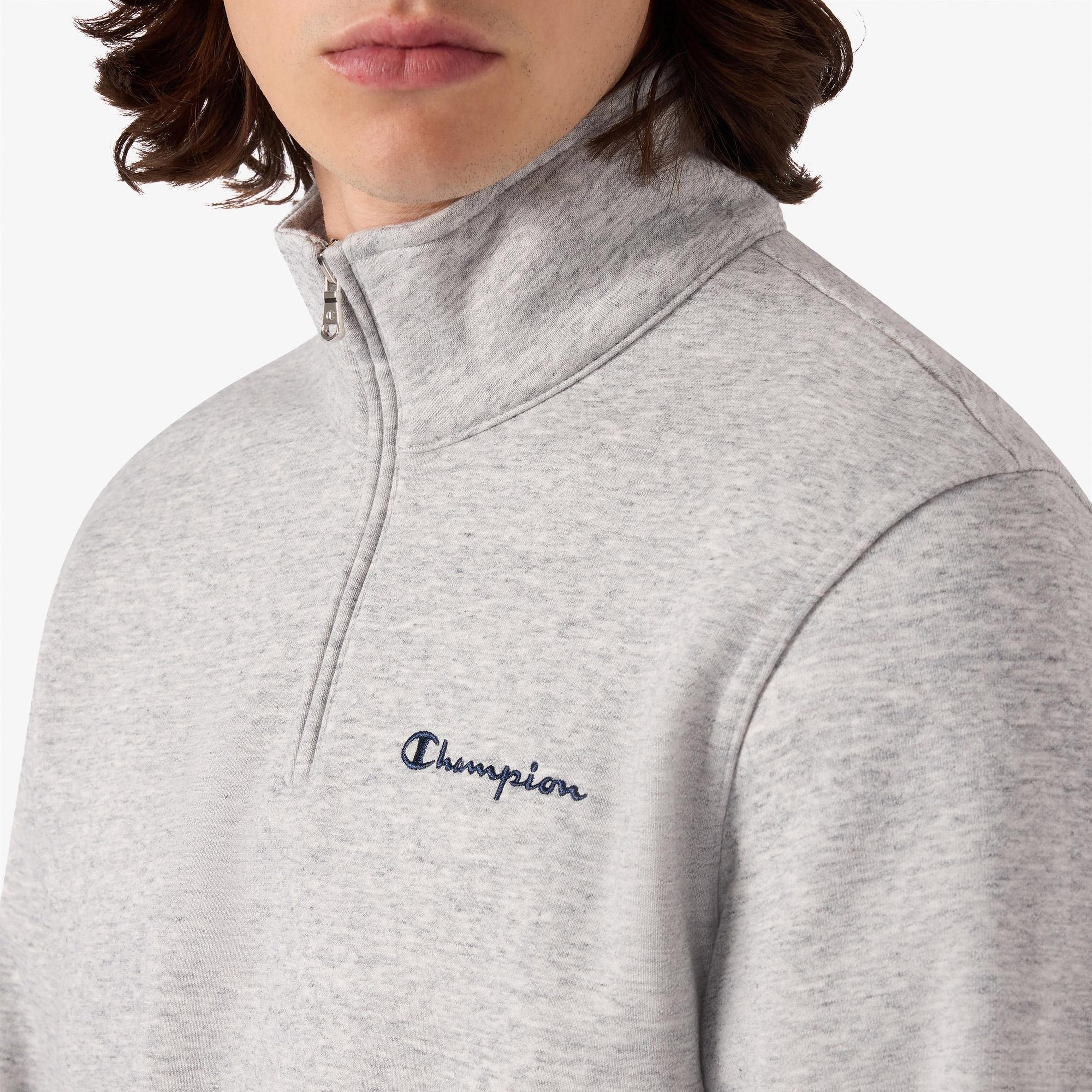 Champion Half Zip  Erkek Gri Sweatshirt