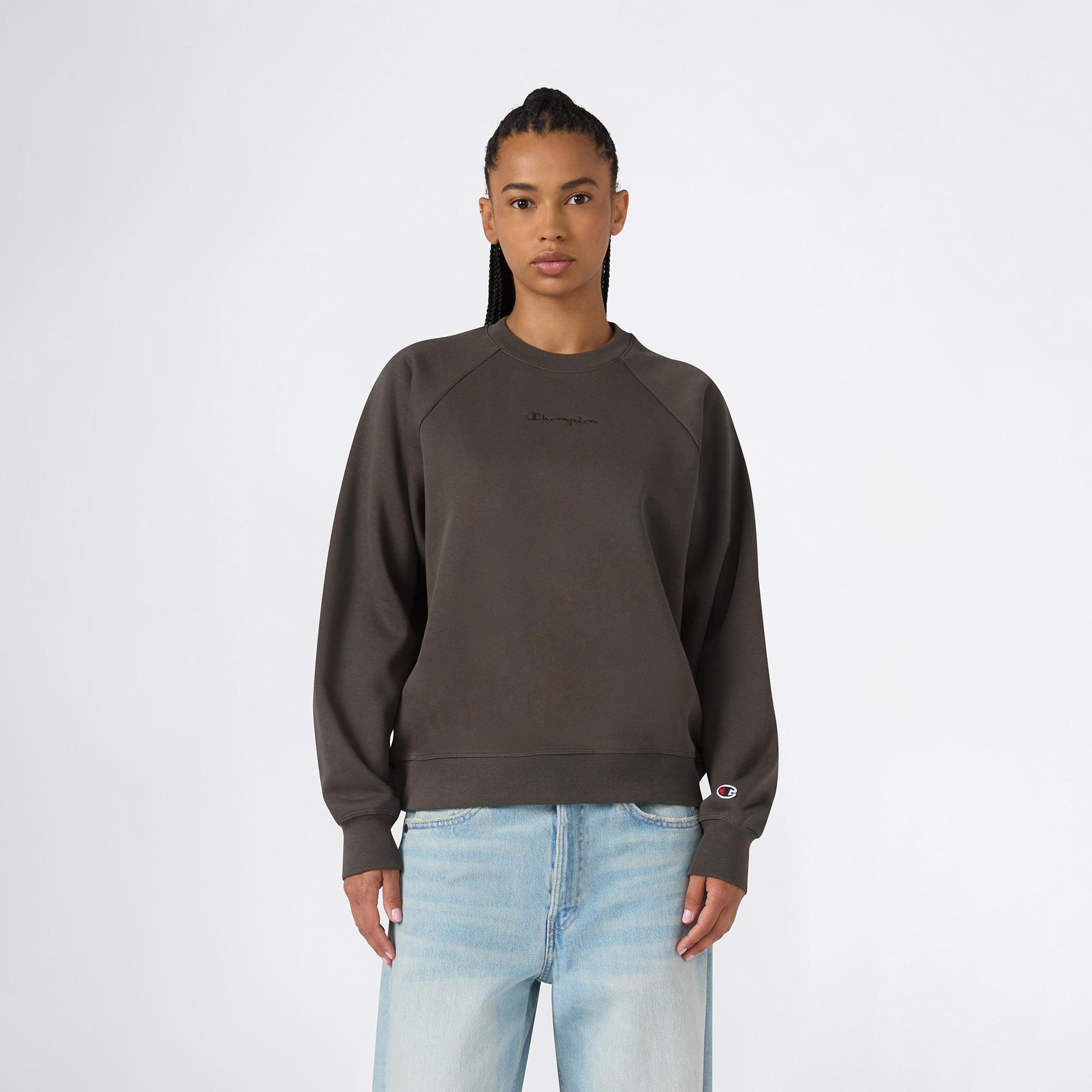 Champion Crewneck  Kadın Haki Sweatshirt