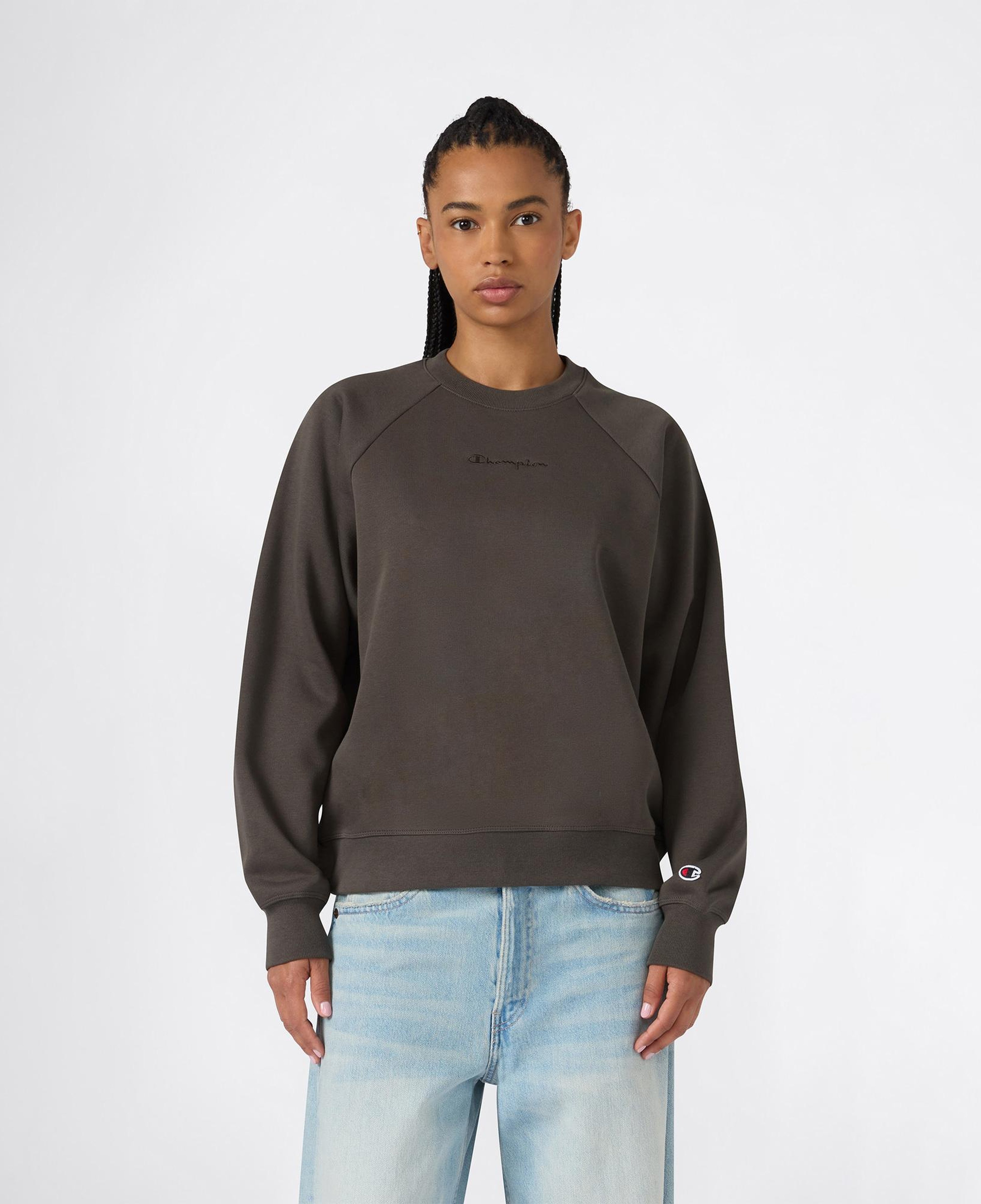 Champion Crewneck  Kadın Haki Sweatshirt