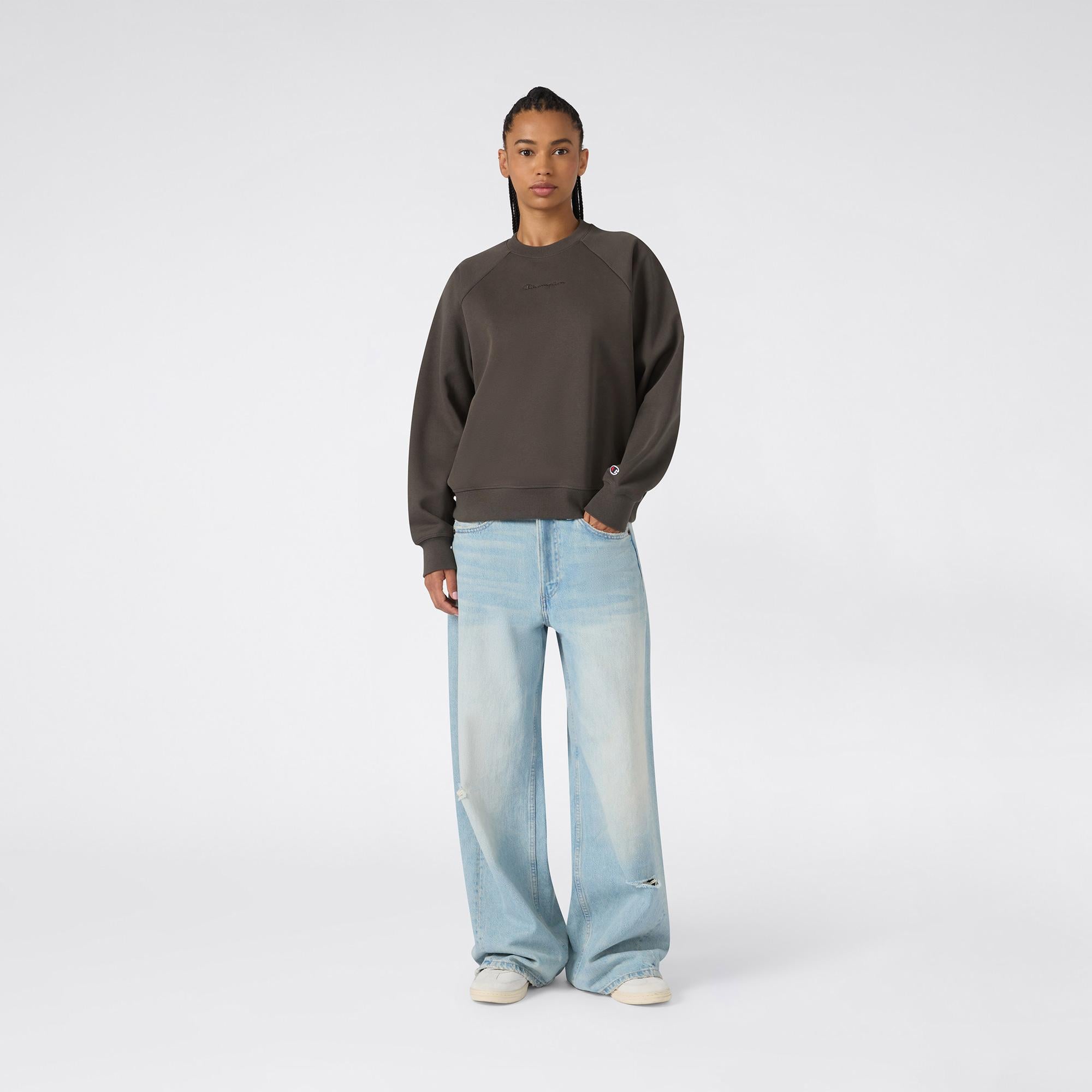 Champion Crewneck  Kadın Haki Sweatshirt