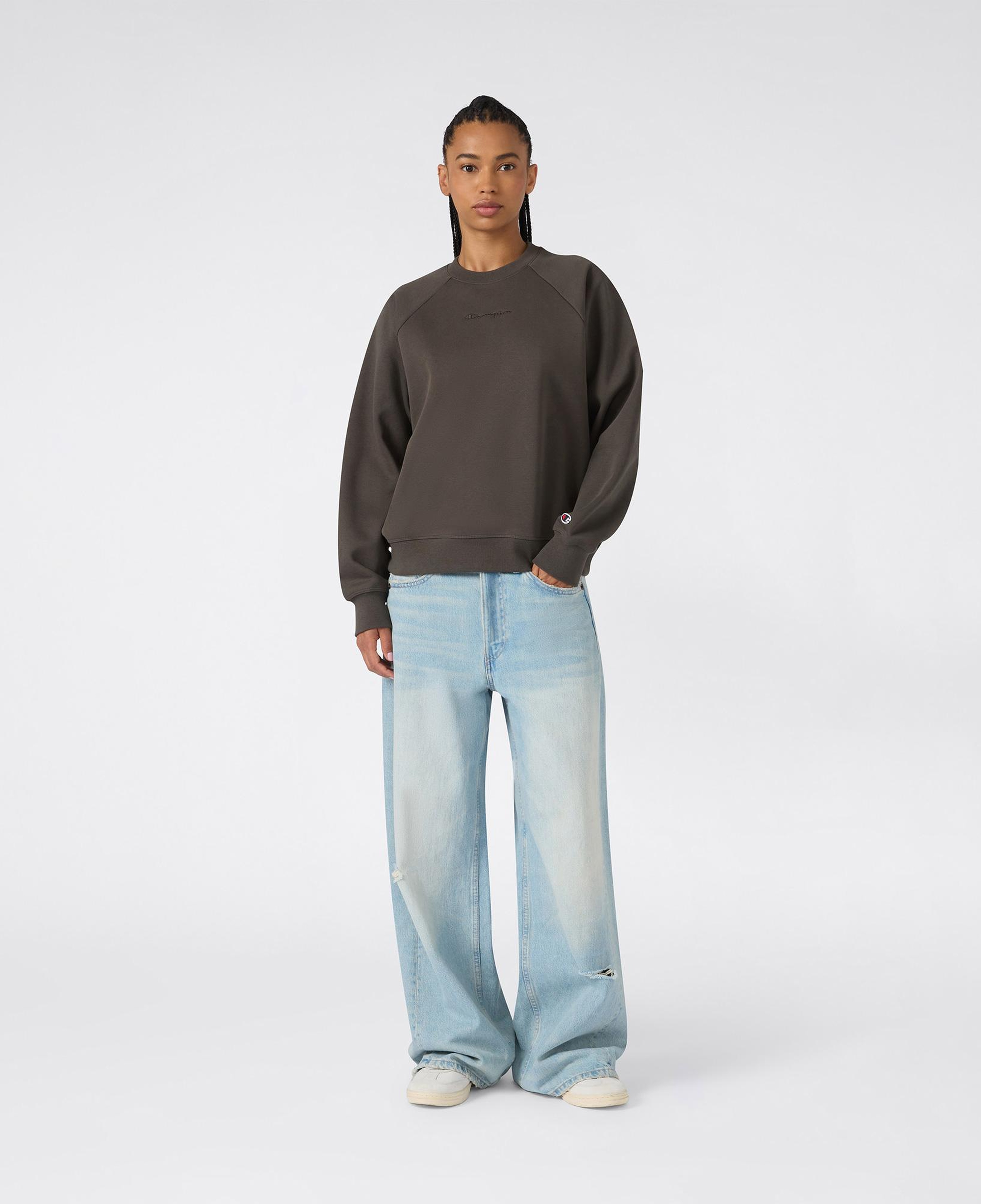 Champion Crewneck  Kadın Haki Sweatshirt