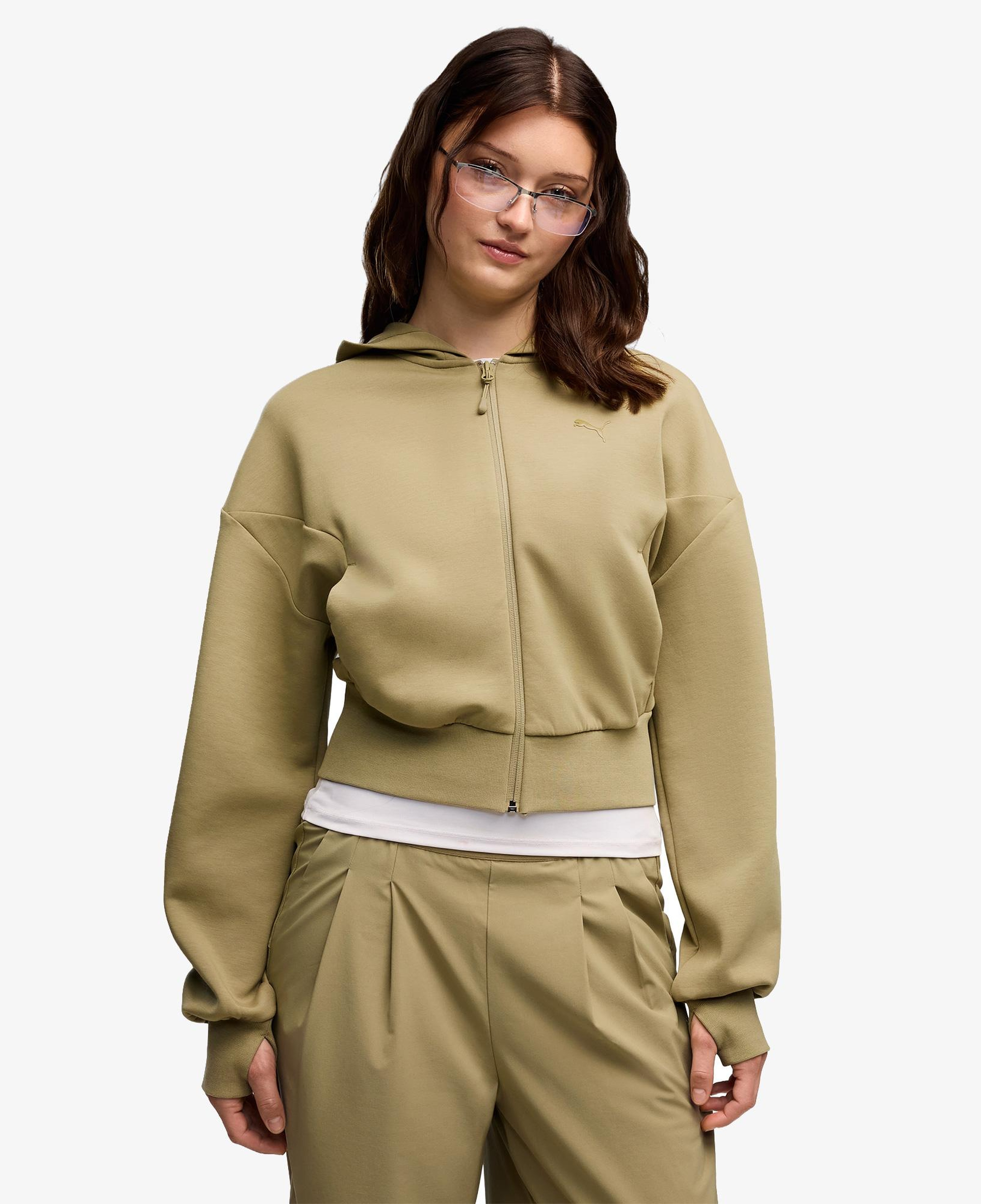 Puma Tech Sense Full Zip Hoodie Kadın Kahverengi Sweatshirt