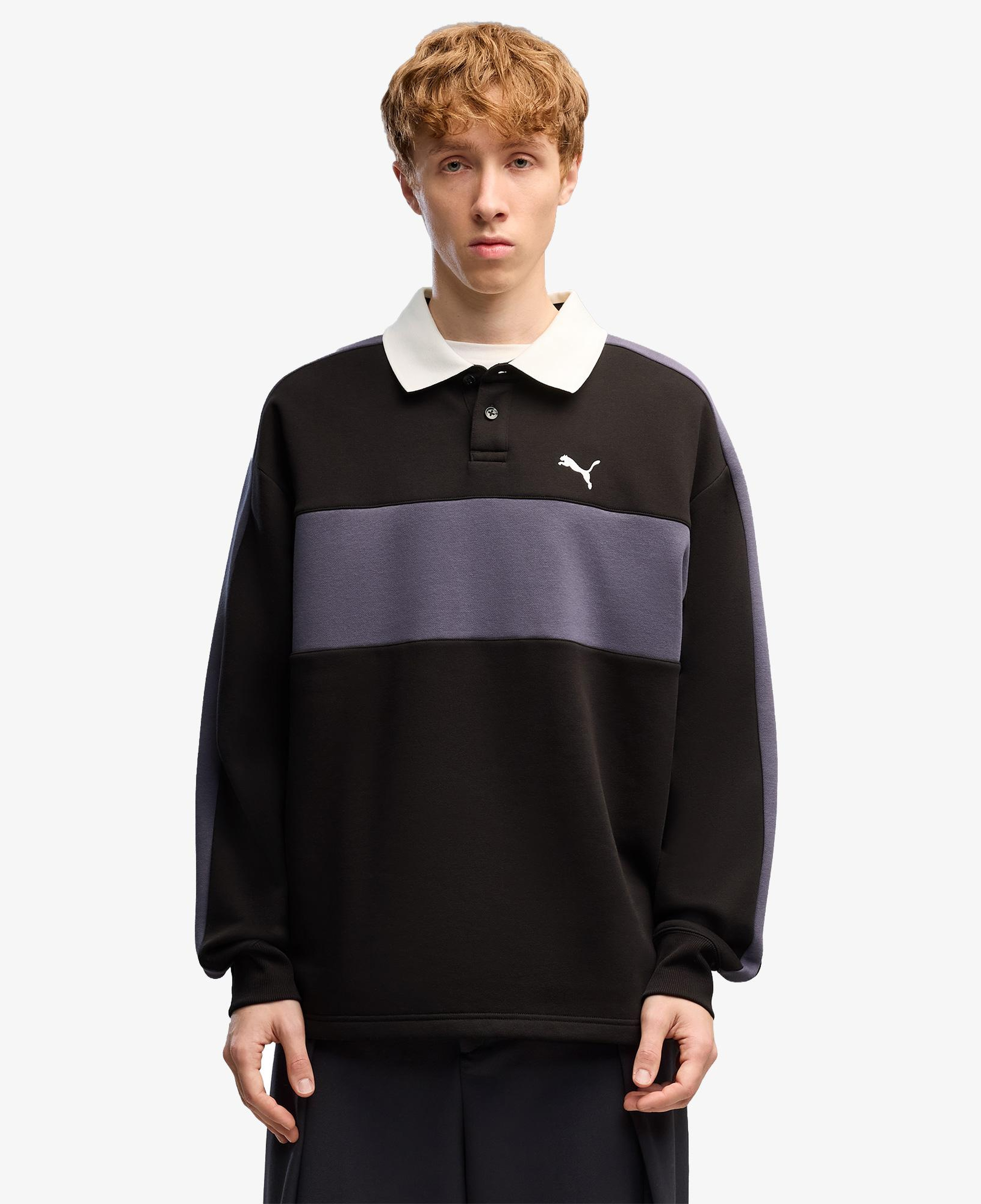 Puma T7 Relaxed Polo Crew Erkek Siyah Sweatshirt