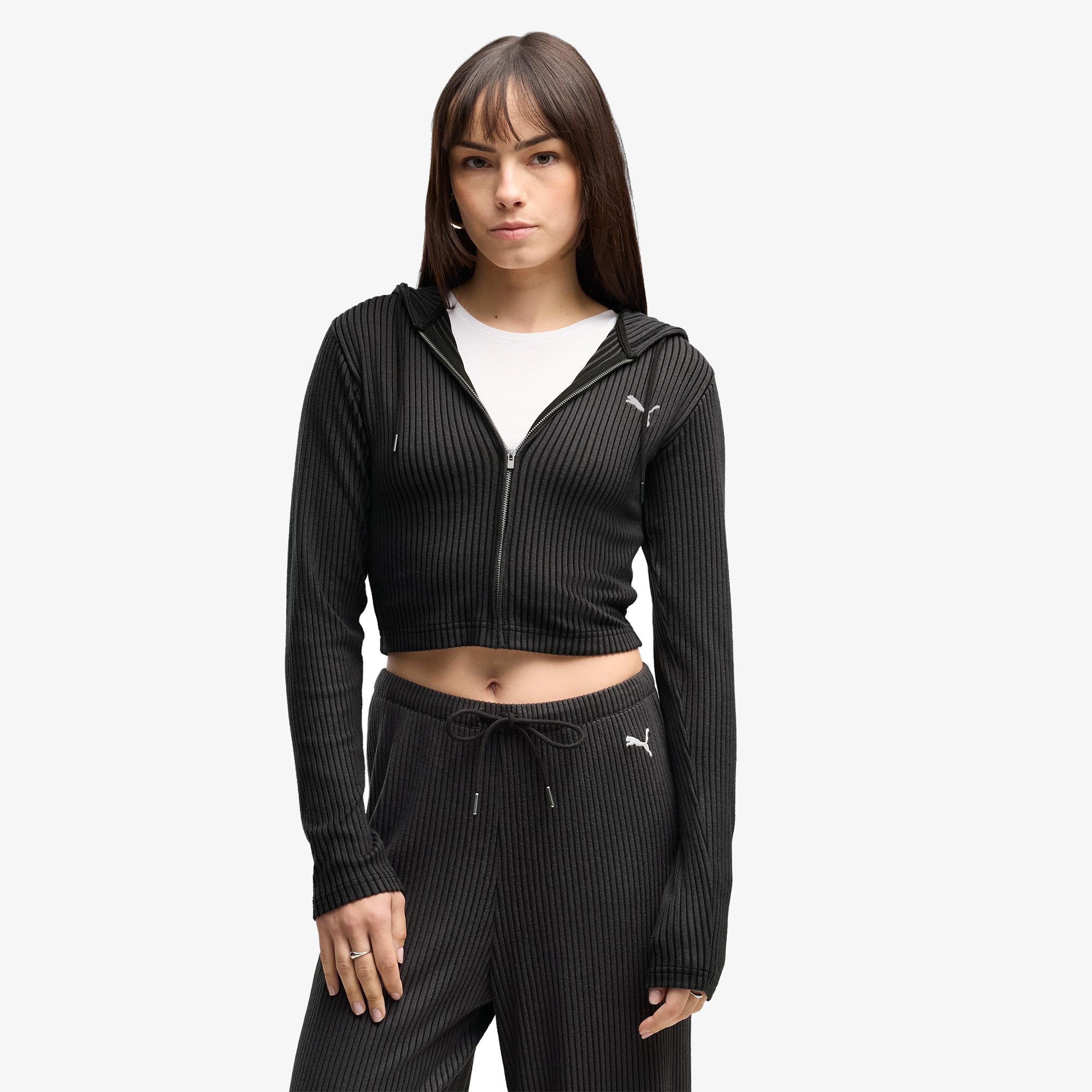 Puma Essential Ribbed Kadın Siyah Sweatshirt