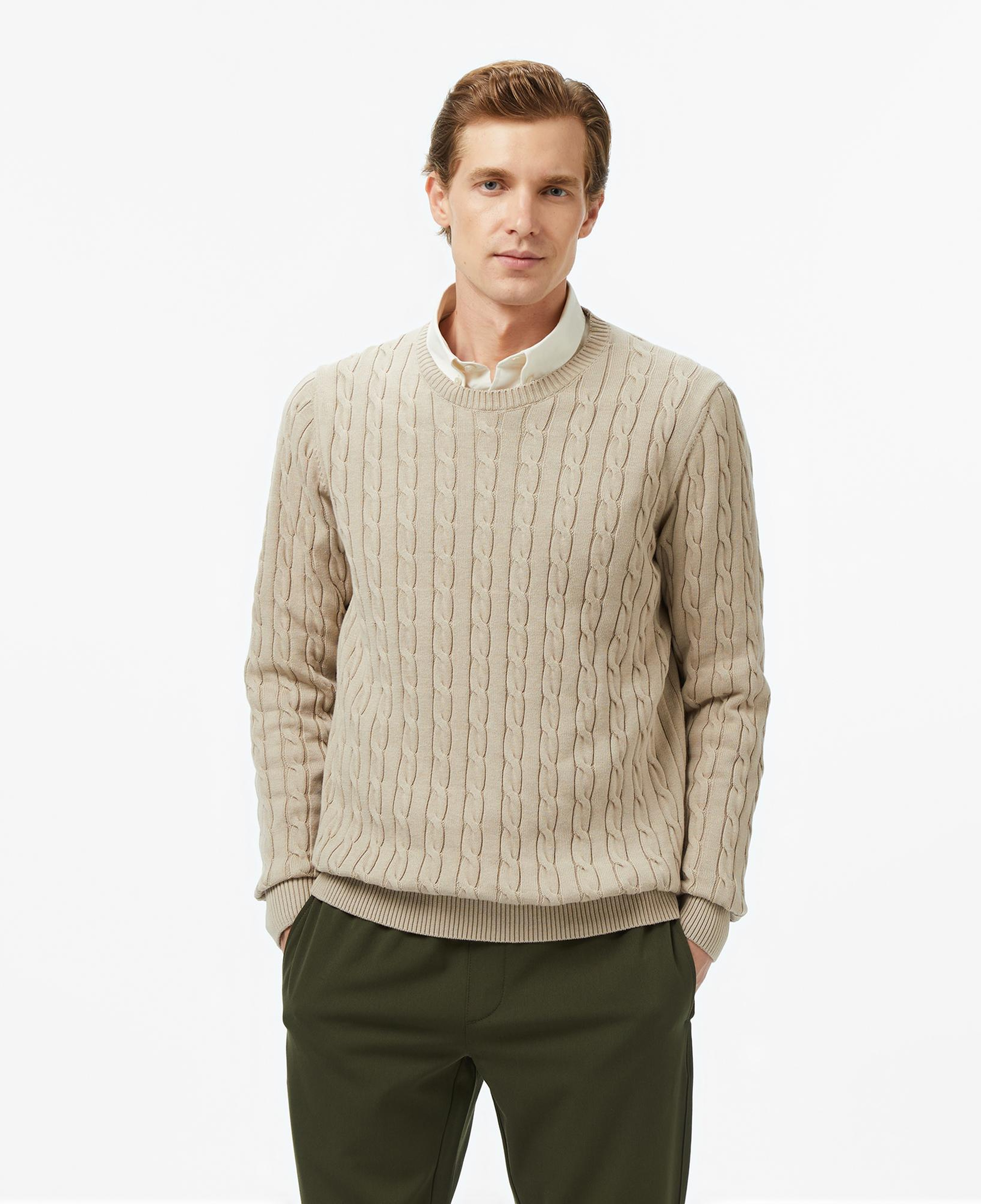 Nautica Erkek Bej Classic Fit Kazak