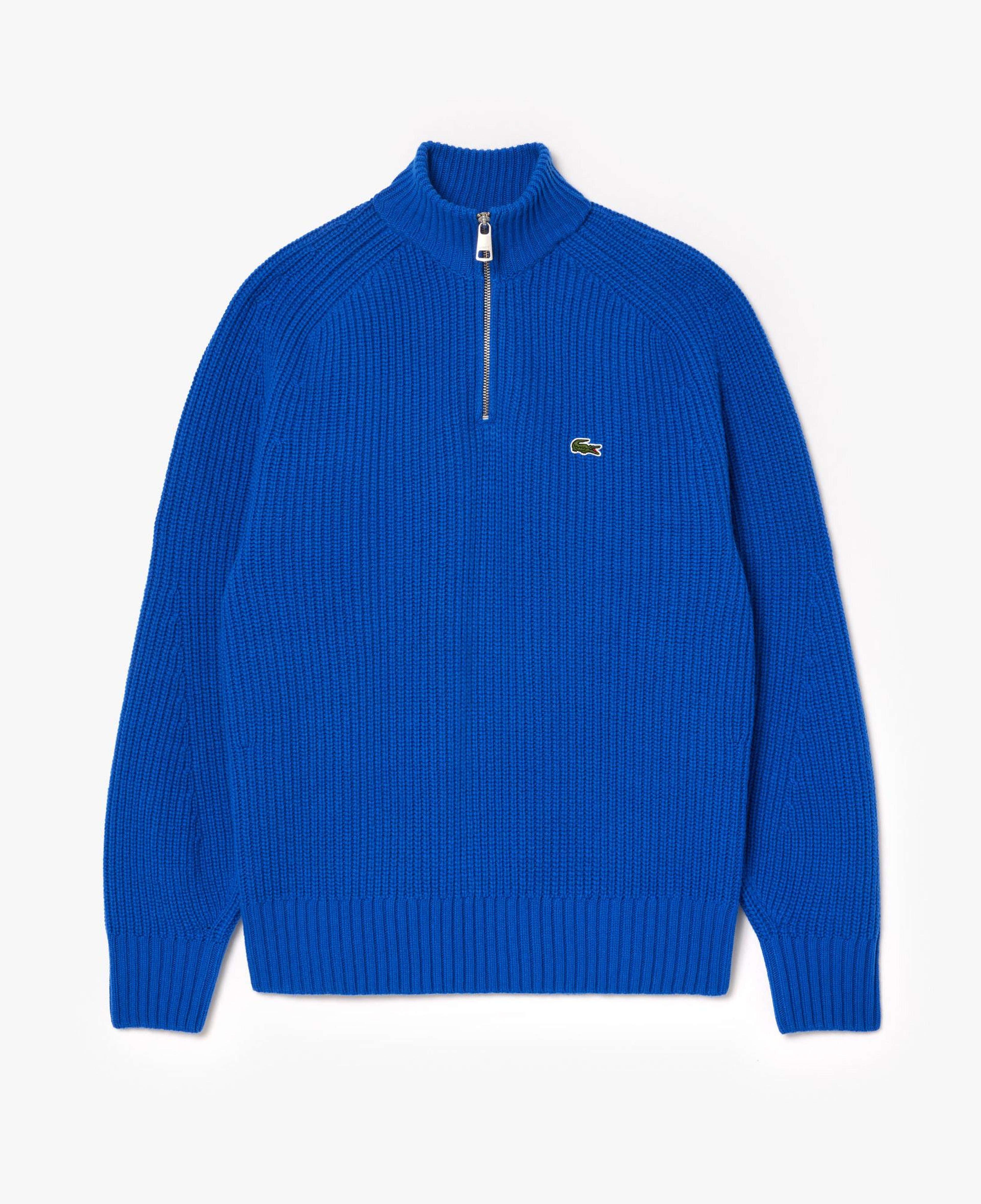 Erkek Classic Fit Yarım Fermuarlı Lacivert Yün Kazak