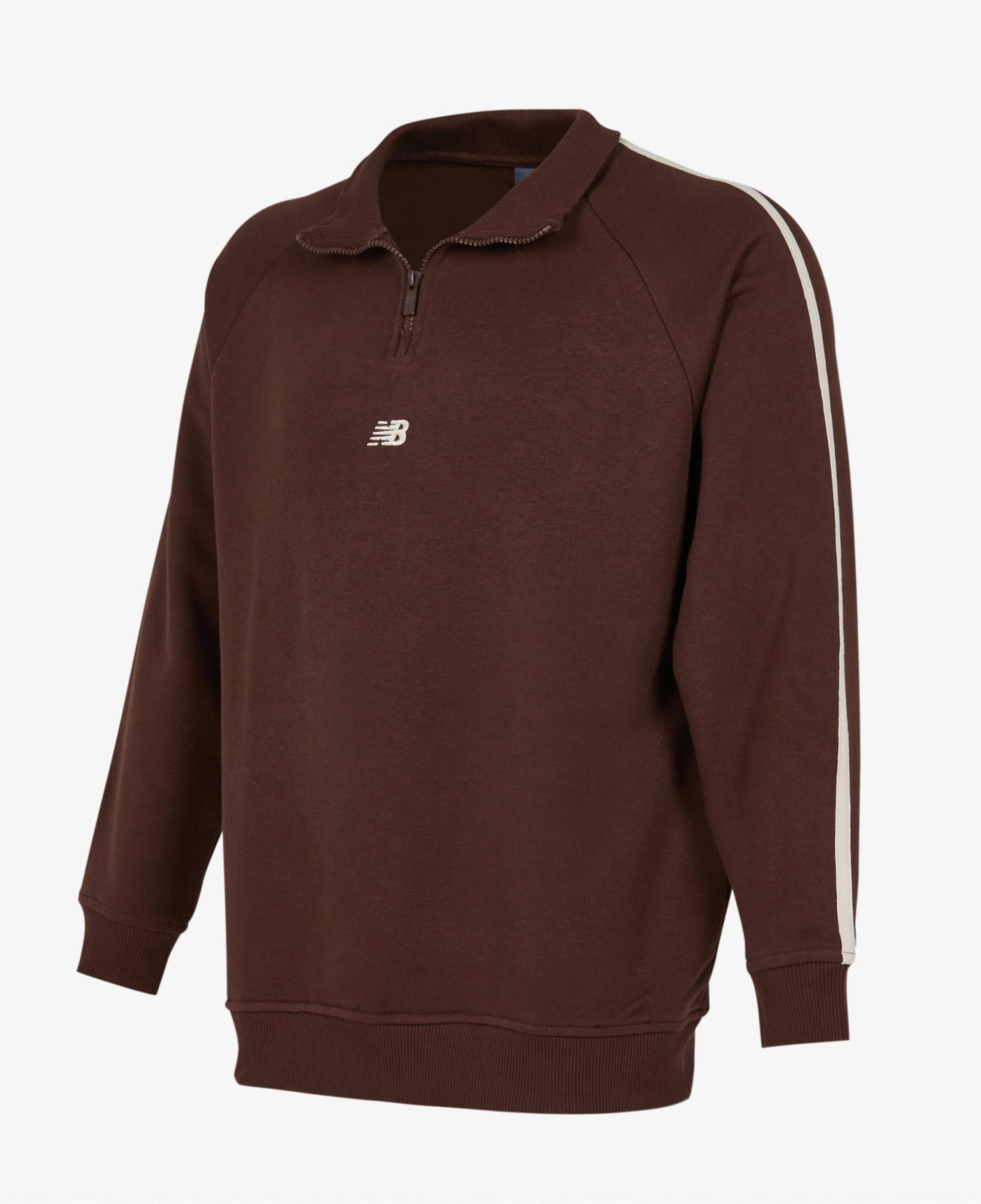New Balance Lifestyle Half Zip Erkek Bej Sweatshirt
