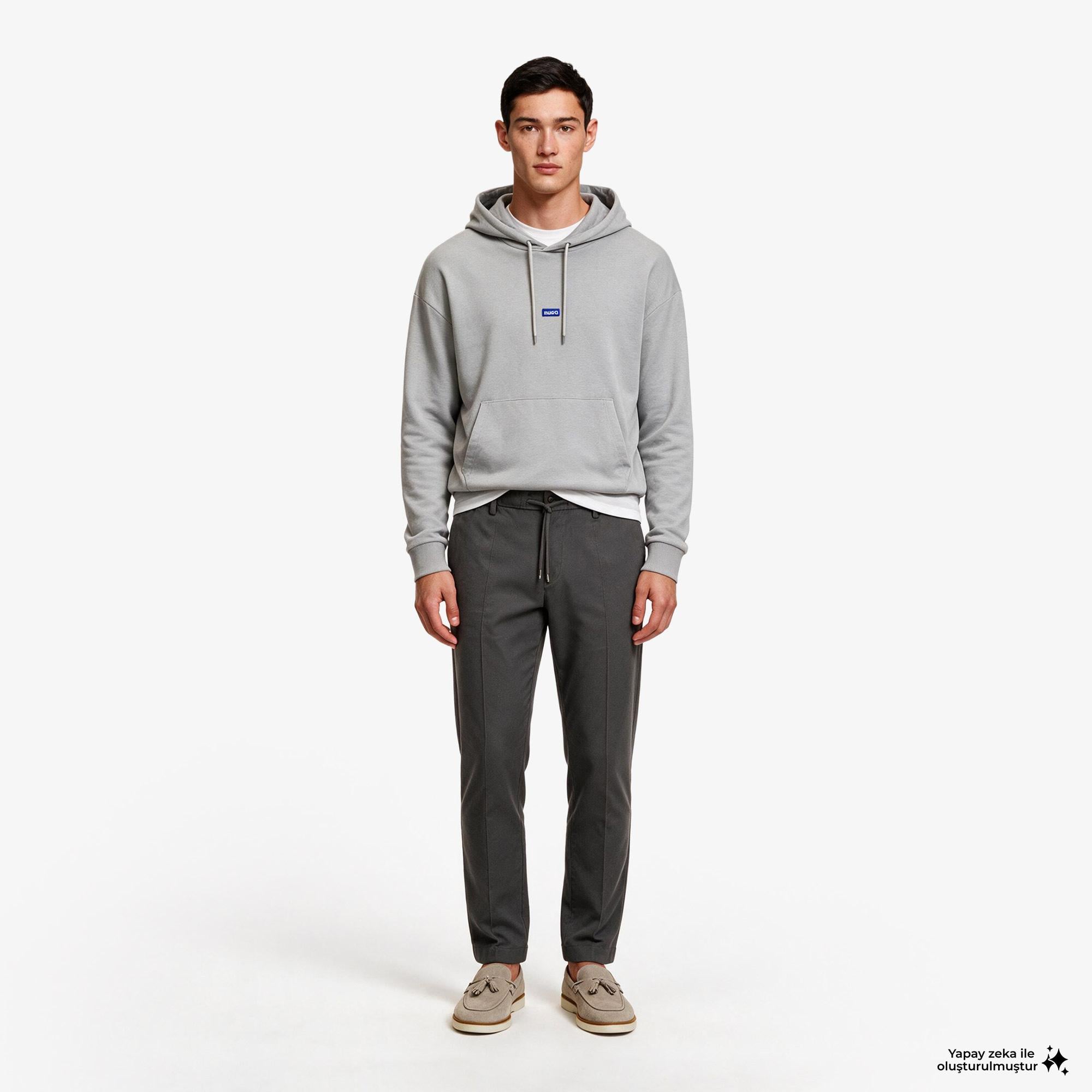 Hugo Boss Nalonso Erkek Gri Hoodie