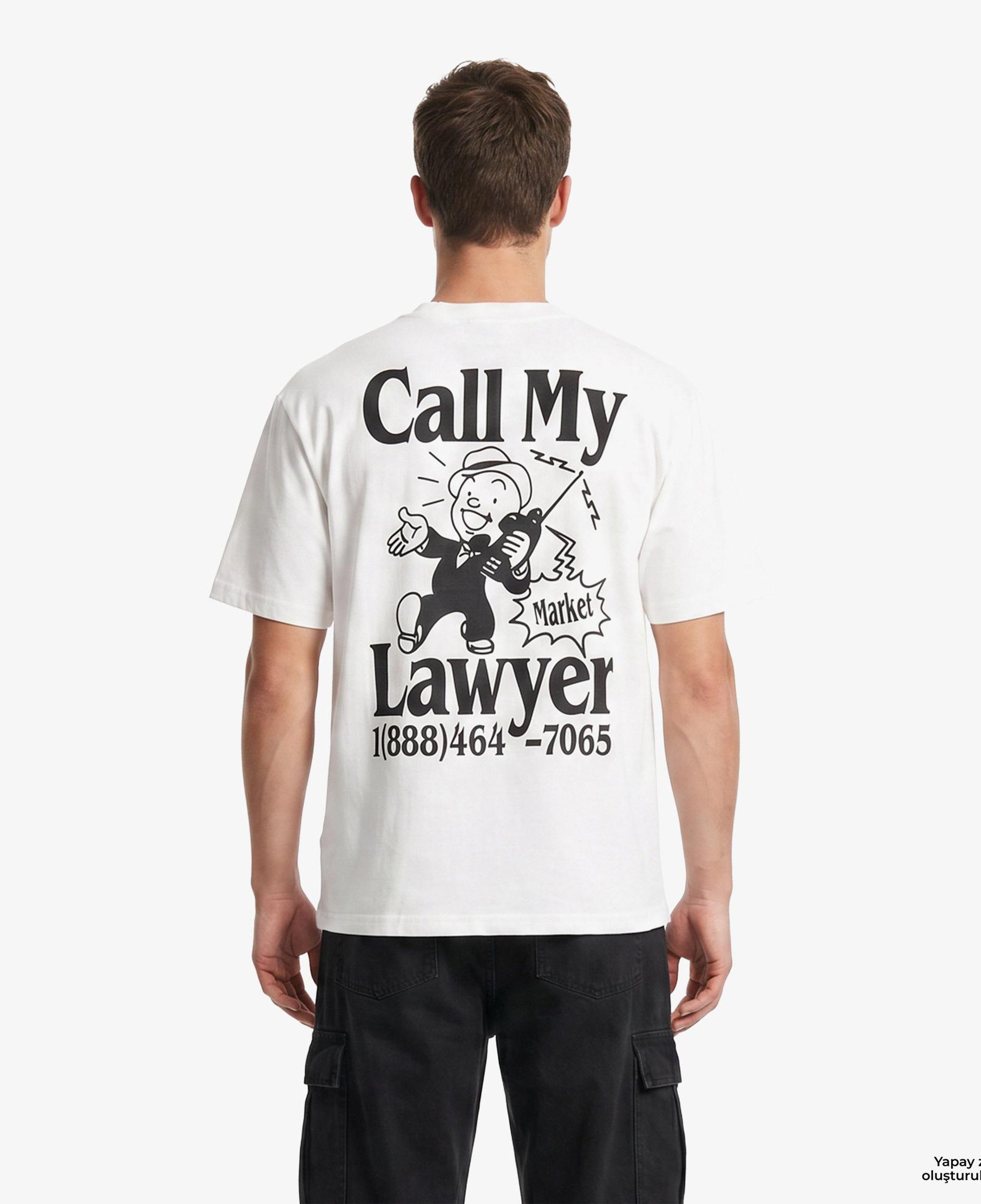 Market Walking And Talking Lawyer Erkek Beyaz T-Shirt