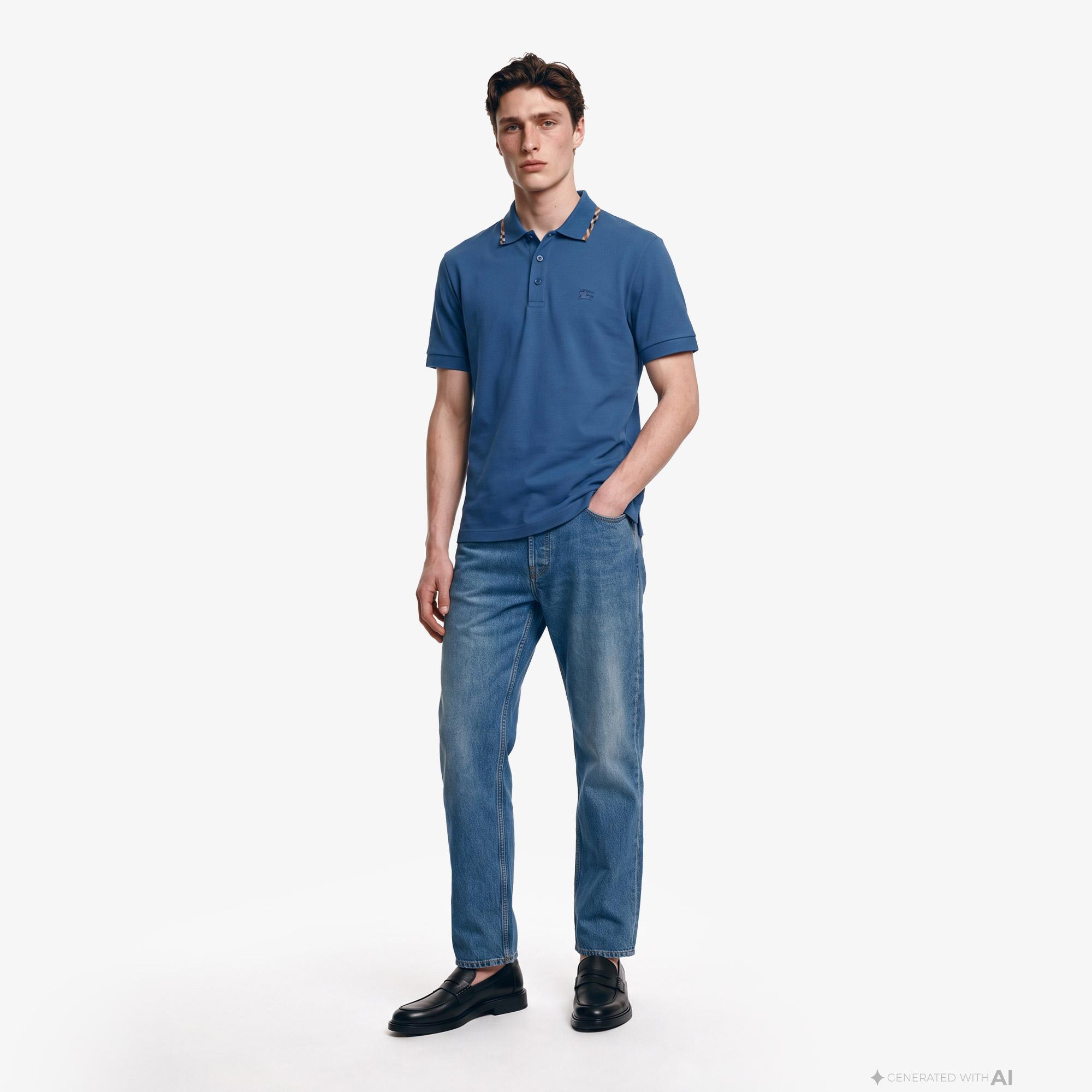 Burberry Eddie Erkek Mavi Polo