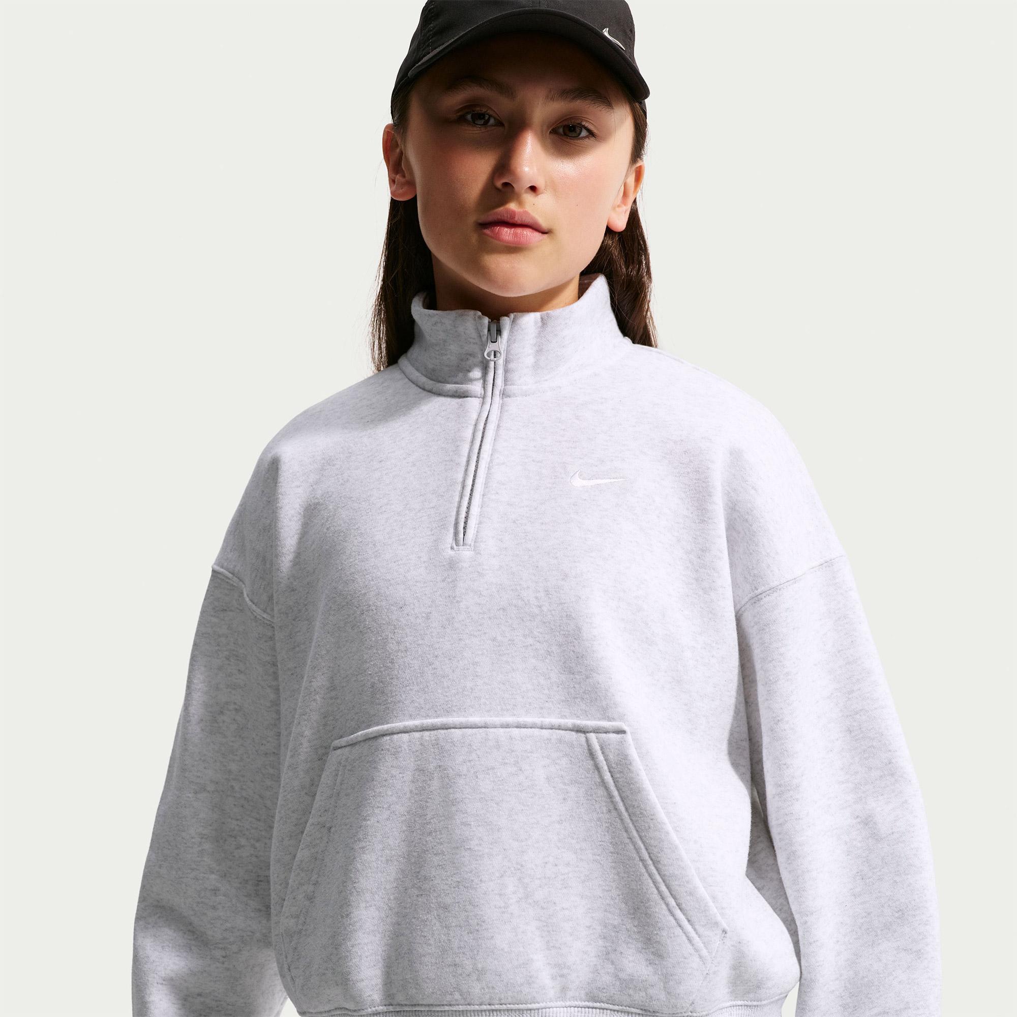 Nike Sportswear Studio Fleece Genç Çocuk Gri Sweatshirt