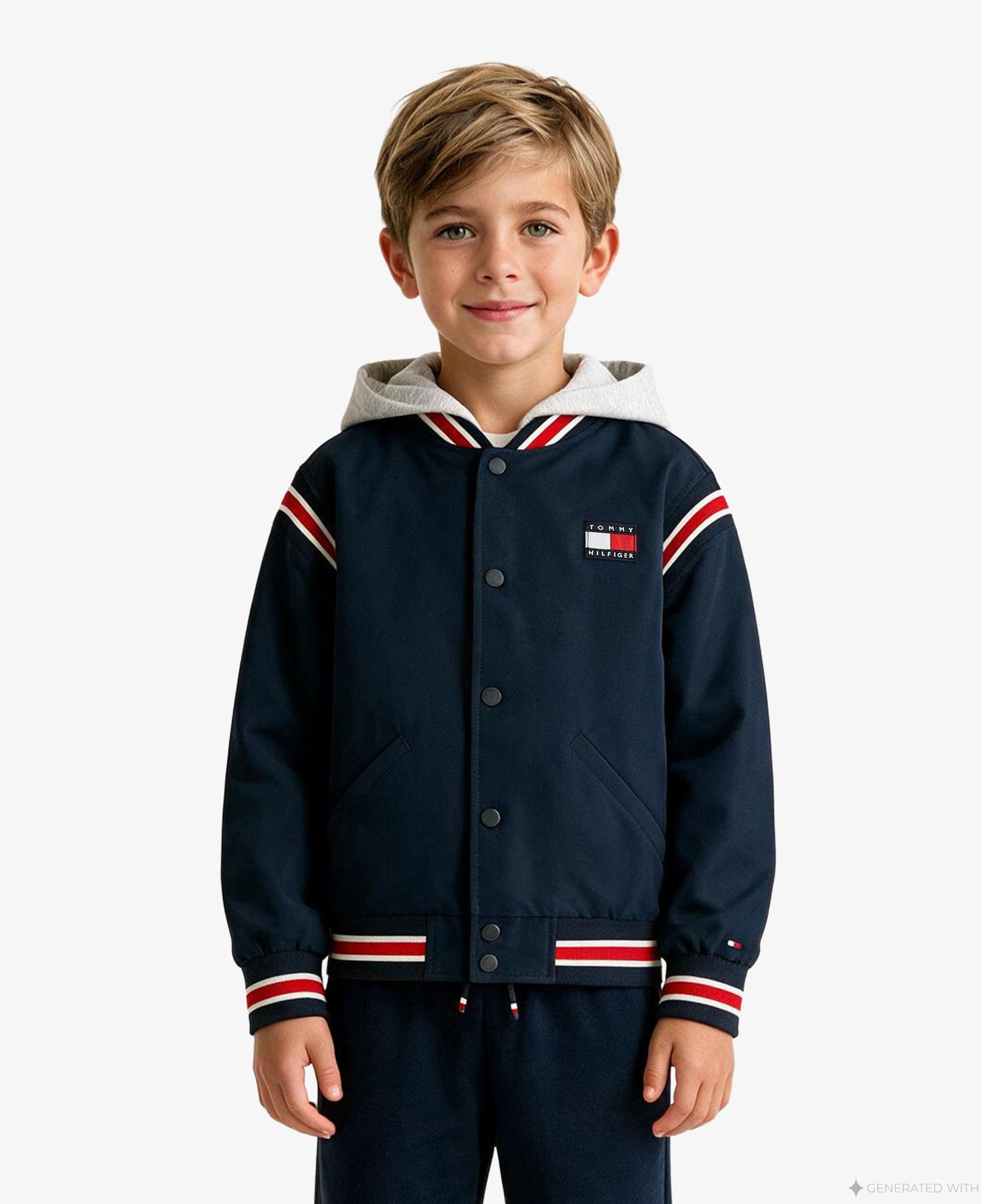 Tommy Hilfiger Hooded Bomber Çocuk Lacivert Ceket