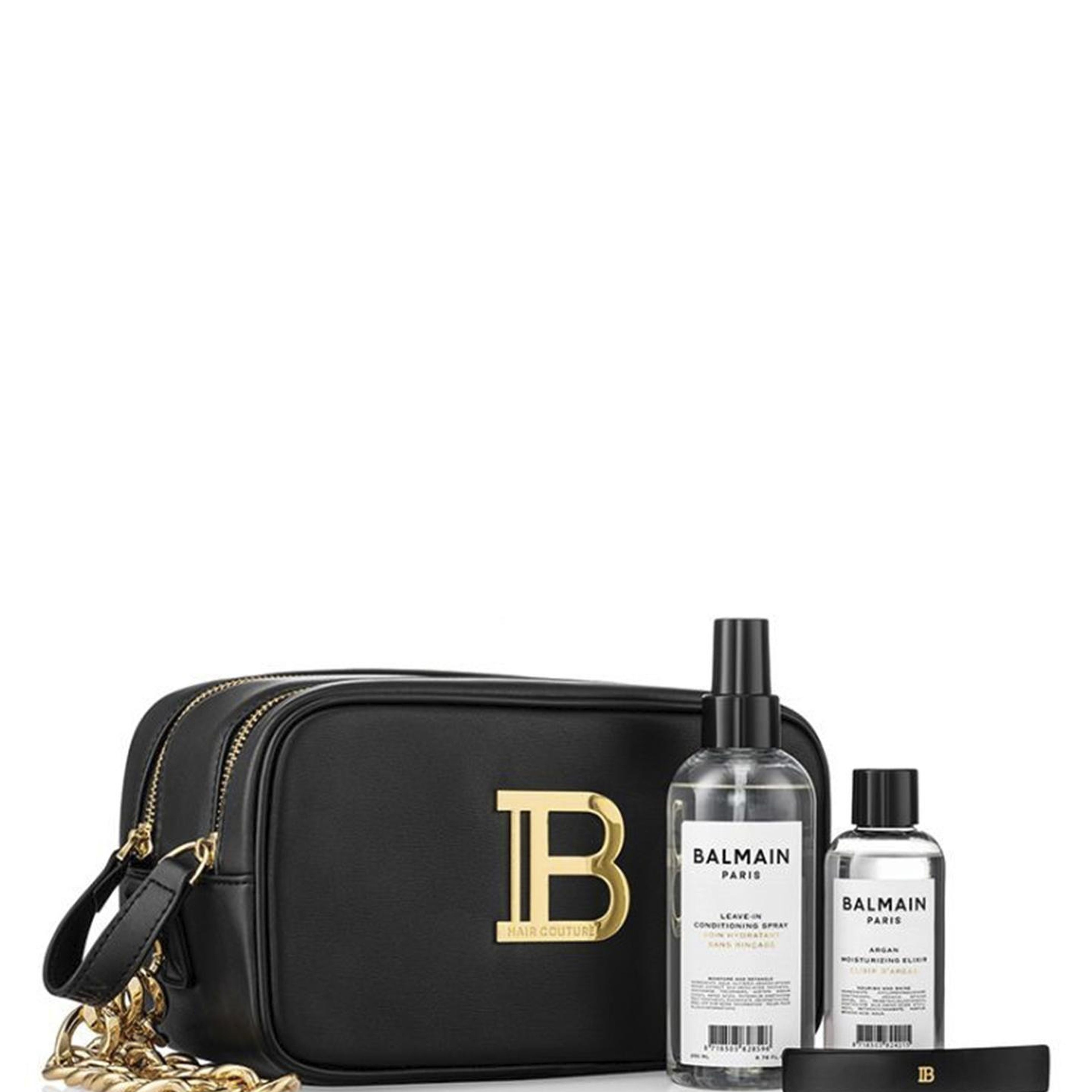 Balmain Bag Black Gold Leave in Argan Elixir Barrette Saç Bakım Seti