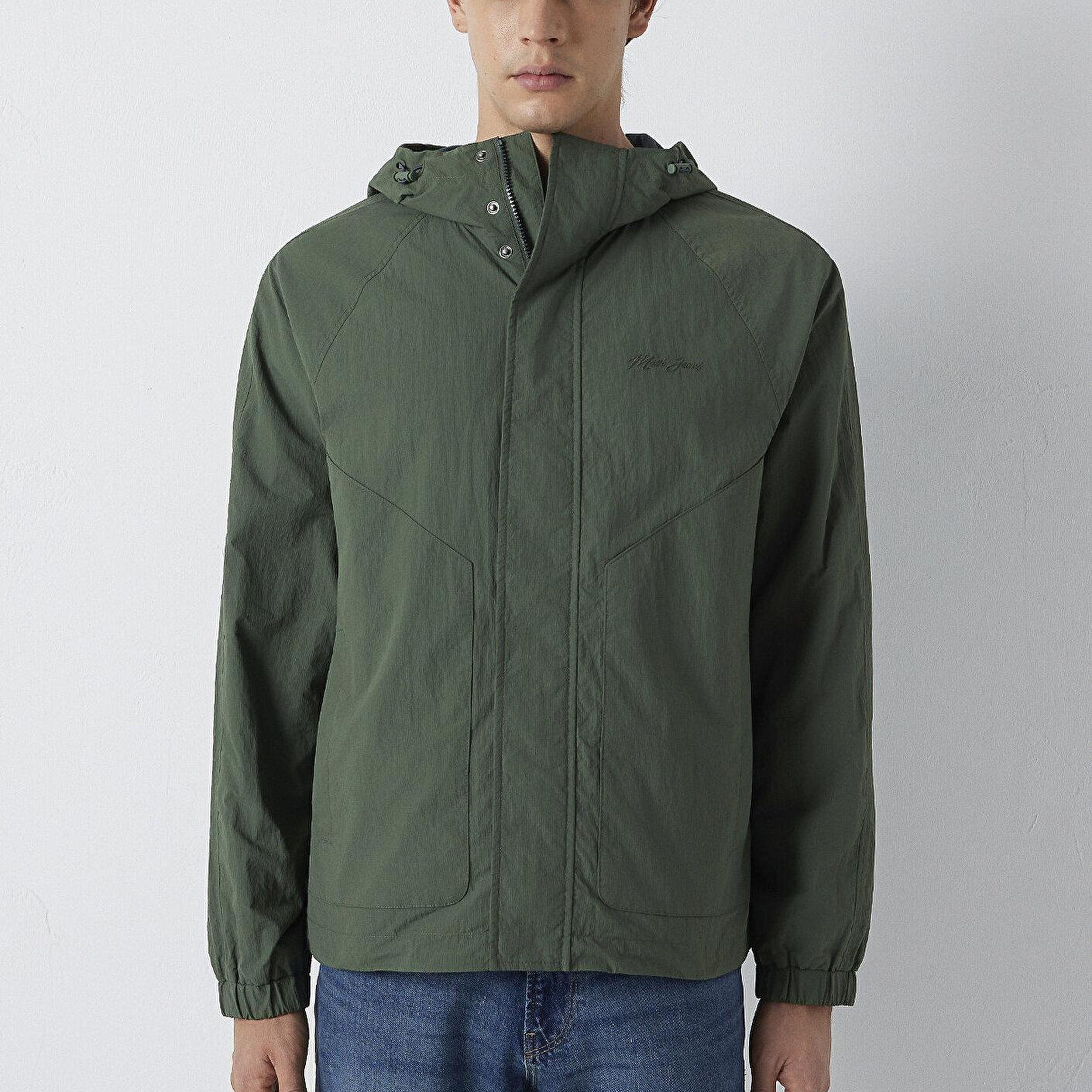 Mavi Kapüşonlu Yeşil Ceket Loose Fit / Bol Rahat Kesim 0110842-71551