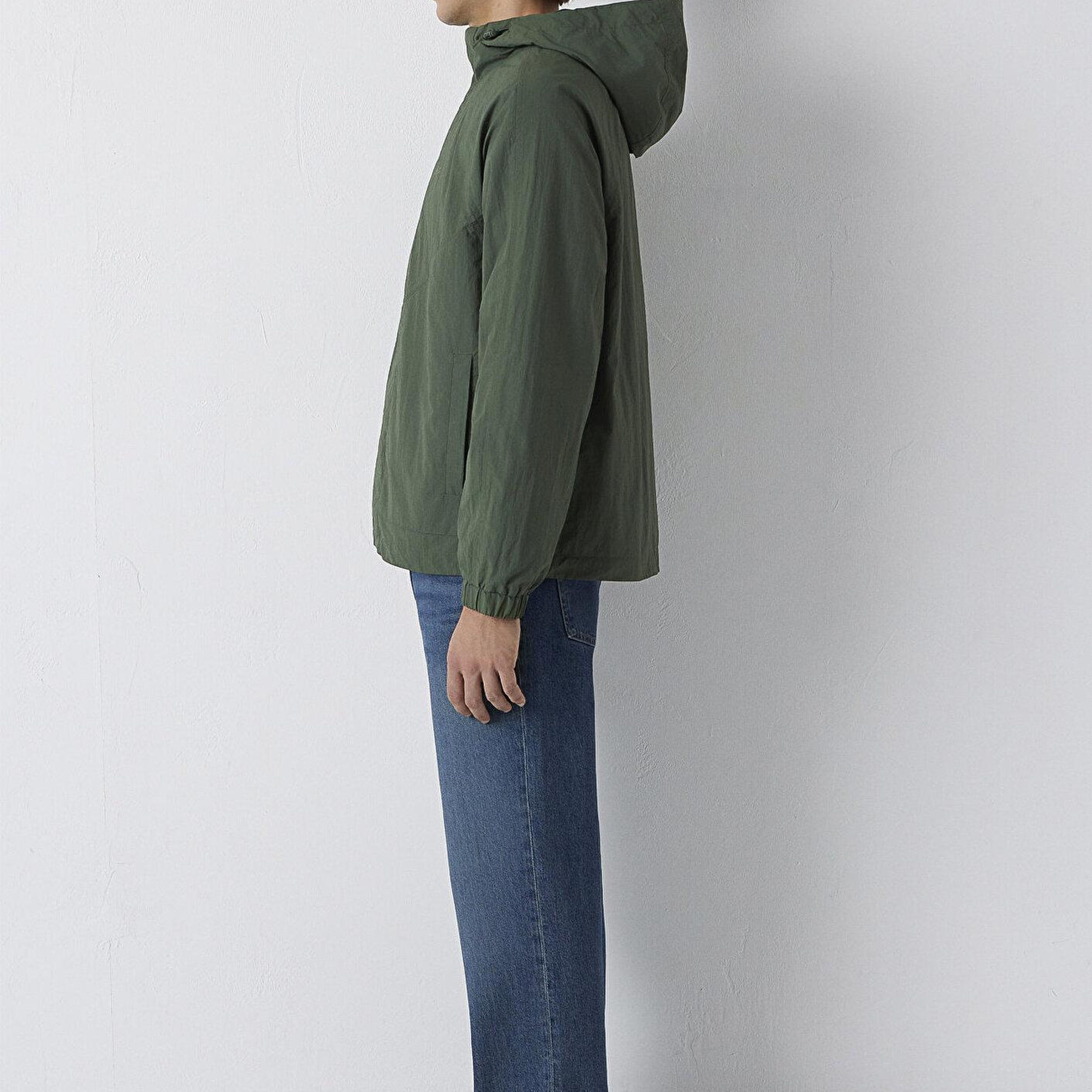 Mavi Kapüşonlu Yeşil Ceket Loose Fit / Bol Rahat Kesim 0110842-71551