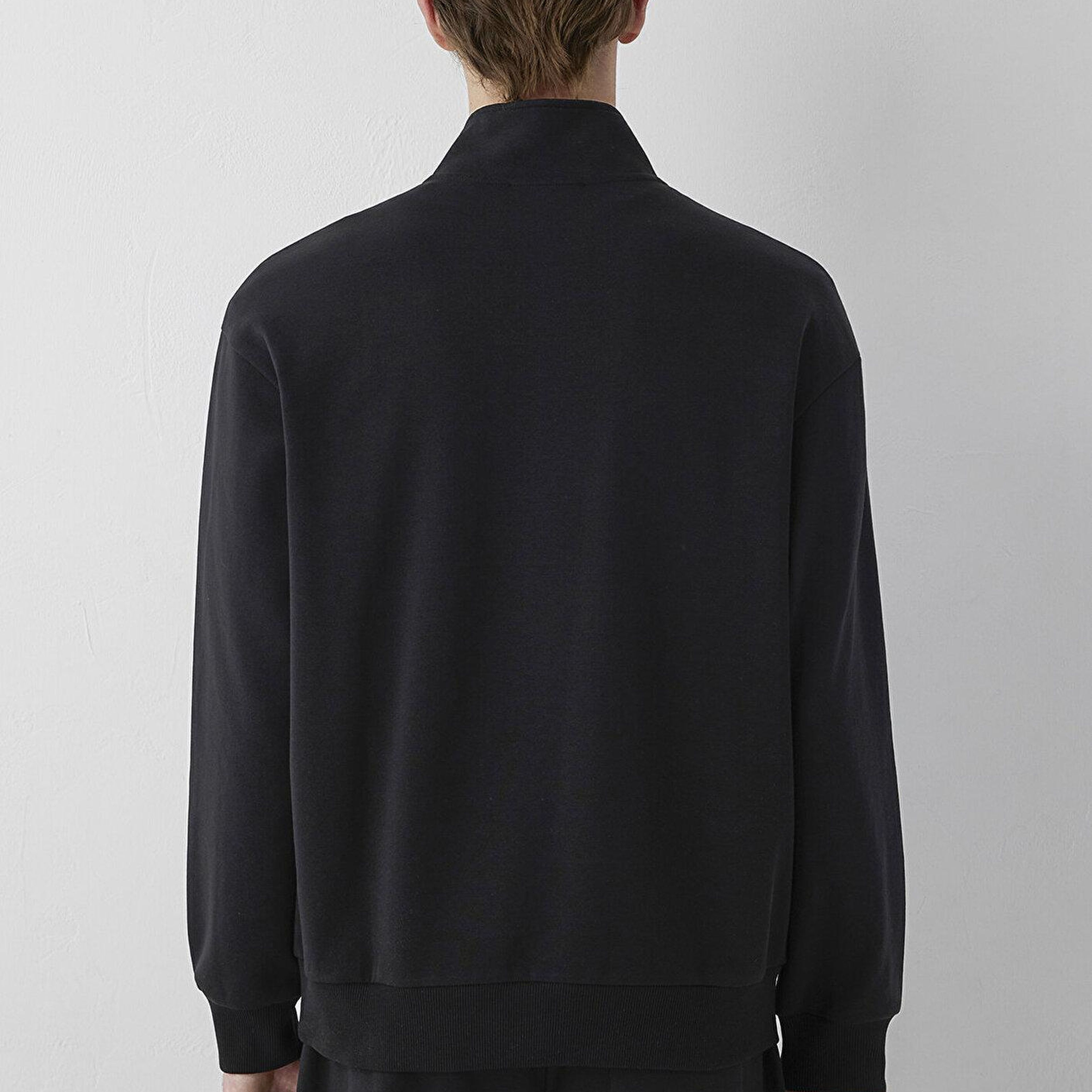 Mavi Mavi Logo Baskılı Yarı Fermuarlı Siyah İnterlok Sweatshirt 0S10681-900