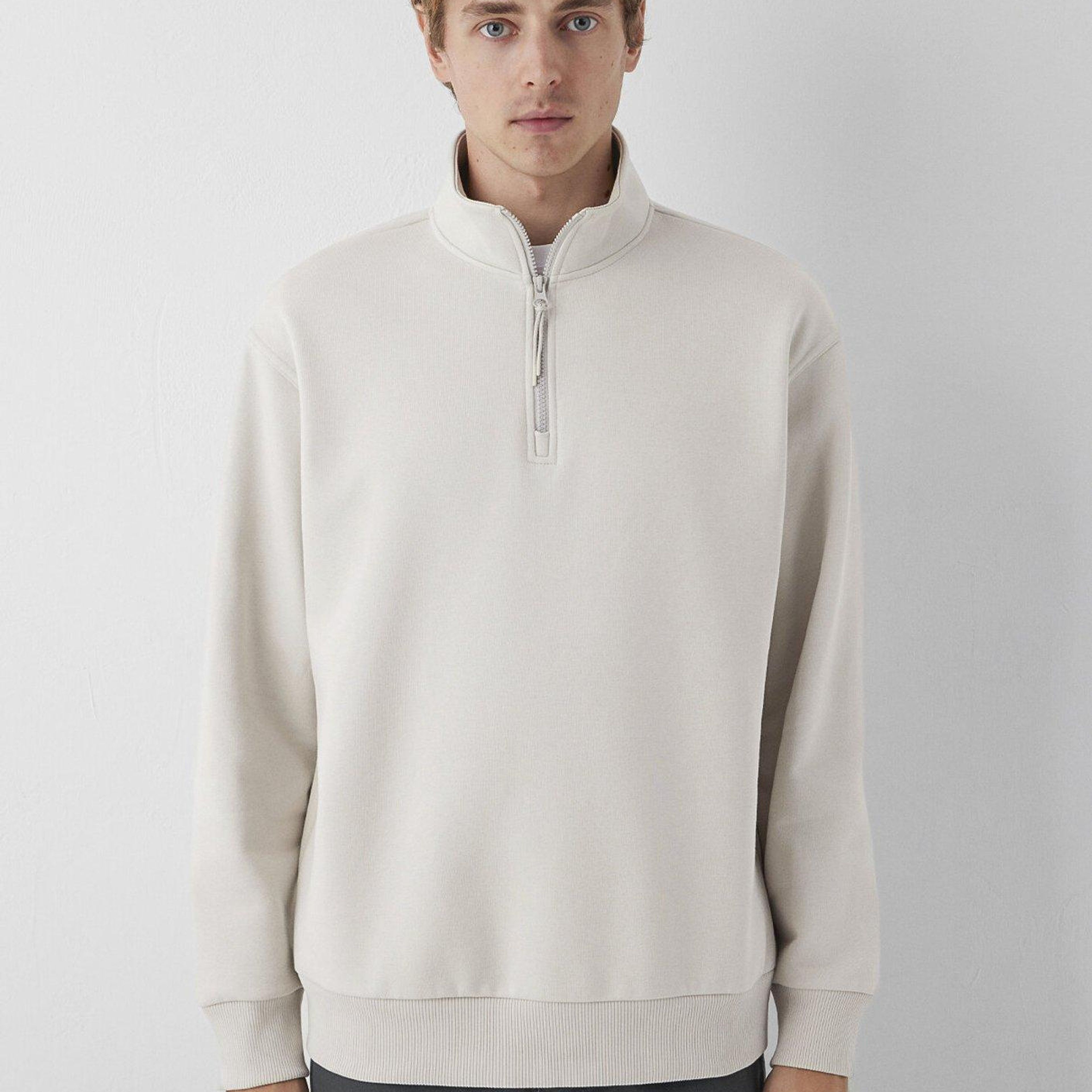 Mavi Yarı Fermuarlı Bej Basic Sweatshirt 0S10278-70144